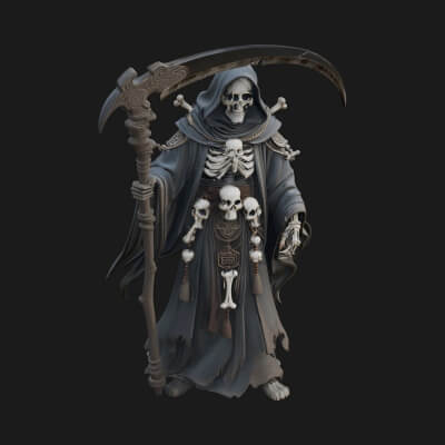 Hooded Skeleton Reaper Statue Design 13 3D Print Model