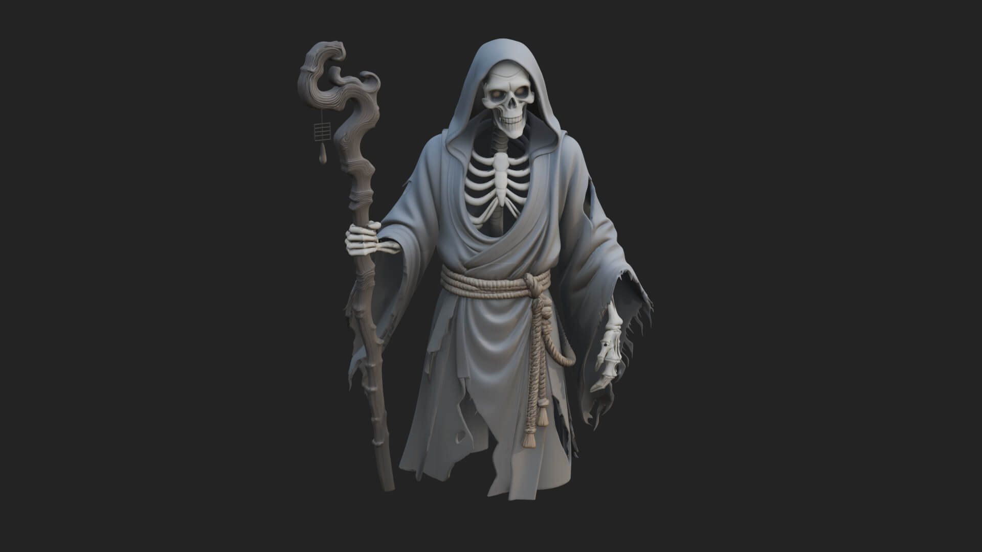 Hooded Skeleton Reaper Statue Design 14 3D Print Model 3D Model