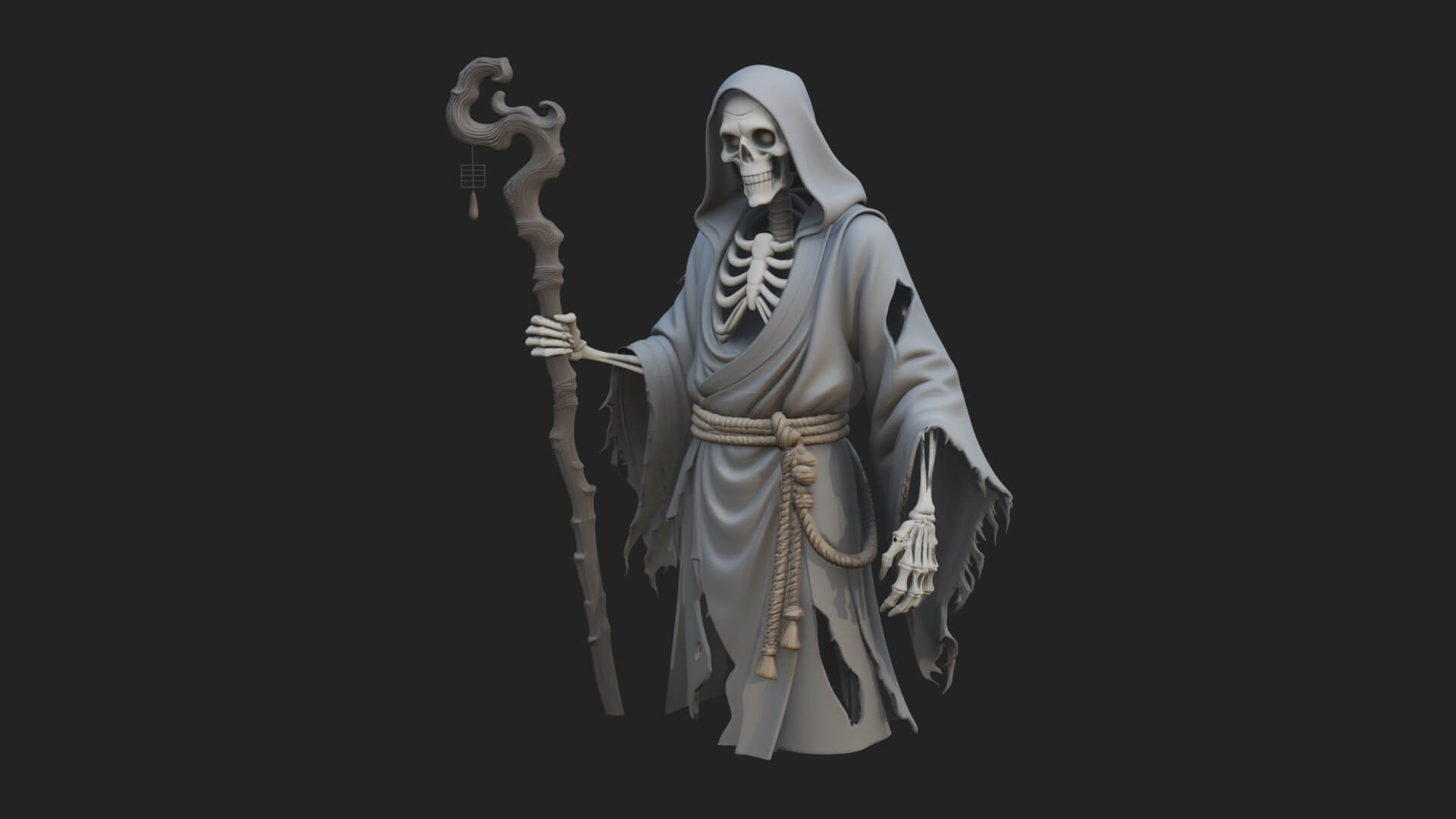 Hooded Skeleton Reaper Statue Design 14 3D Print Model 3D Model