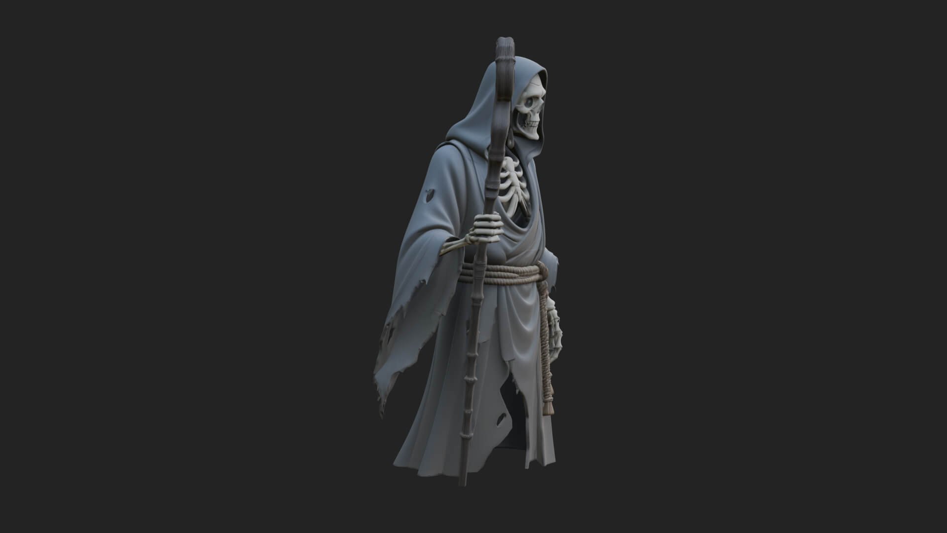 Hooded Skeleton Reaper Statue Design 14 3D Print Model 3D Model