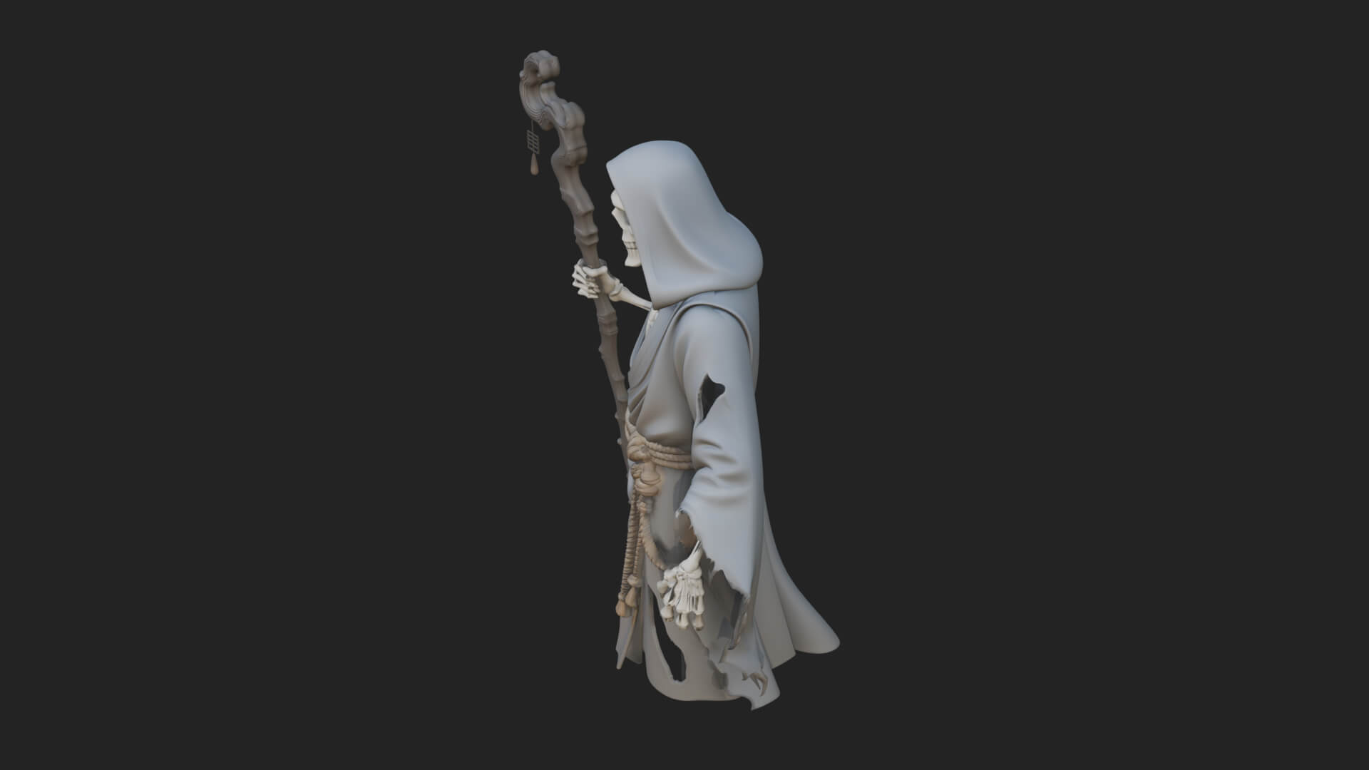Hooded Skeleton Reaper Statue Design 14 3D Print Model 3D Model