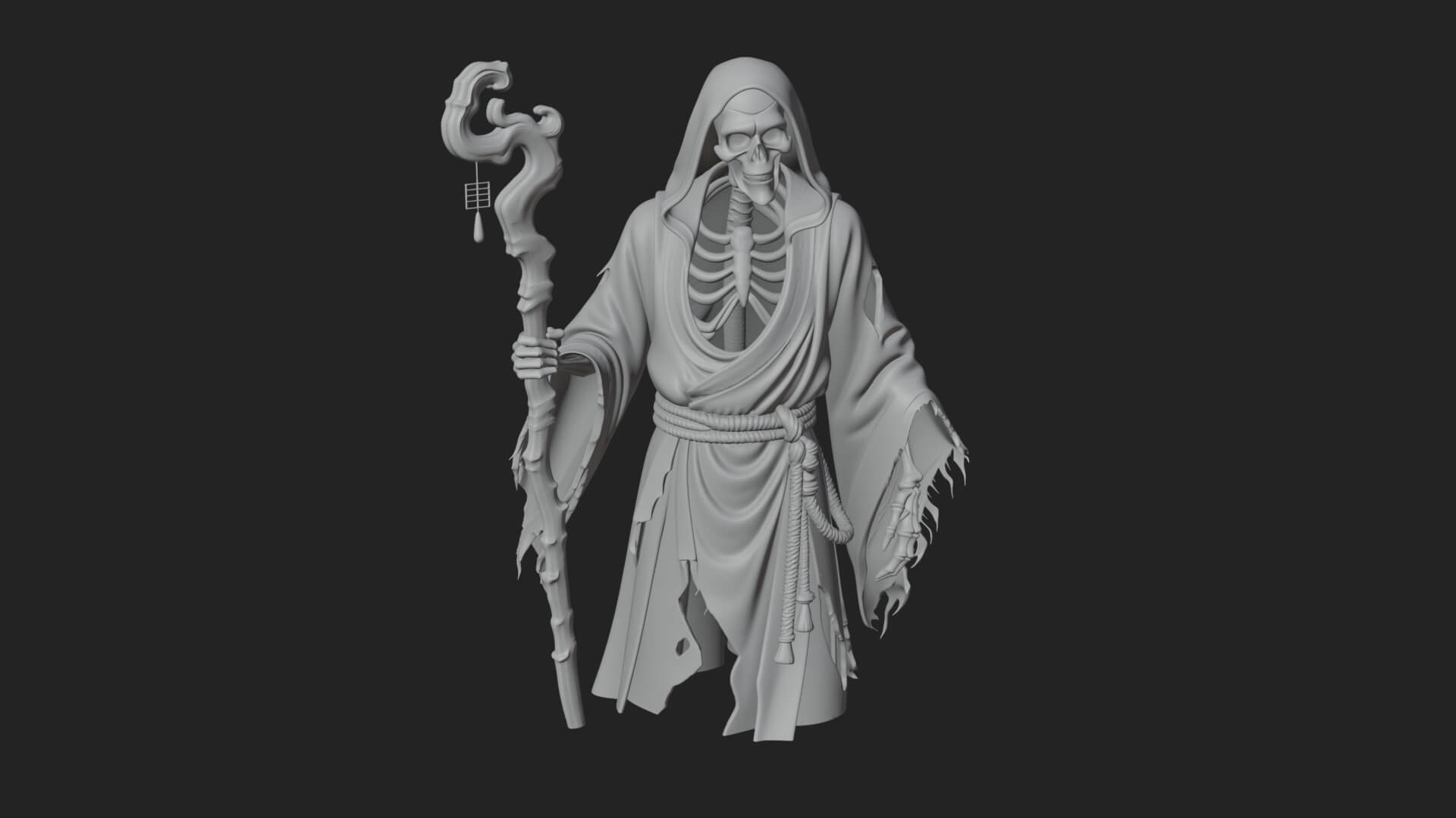 Hooded Skeleton Reaper Statue Design 14 3D Print Model 3D Model