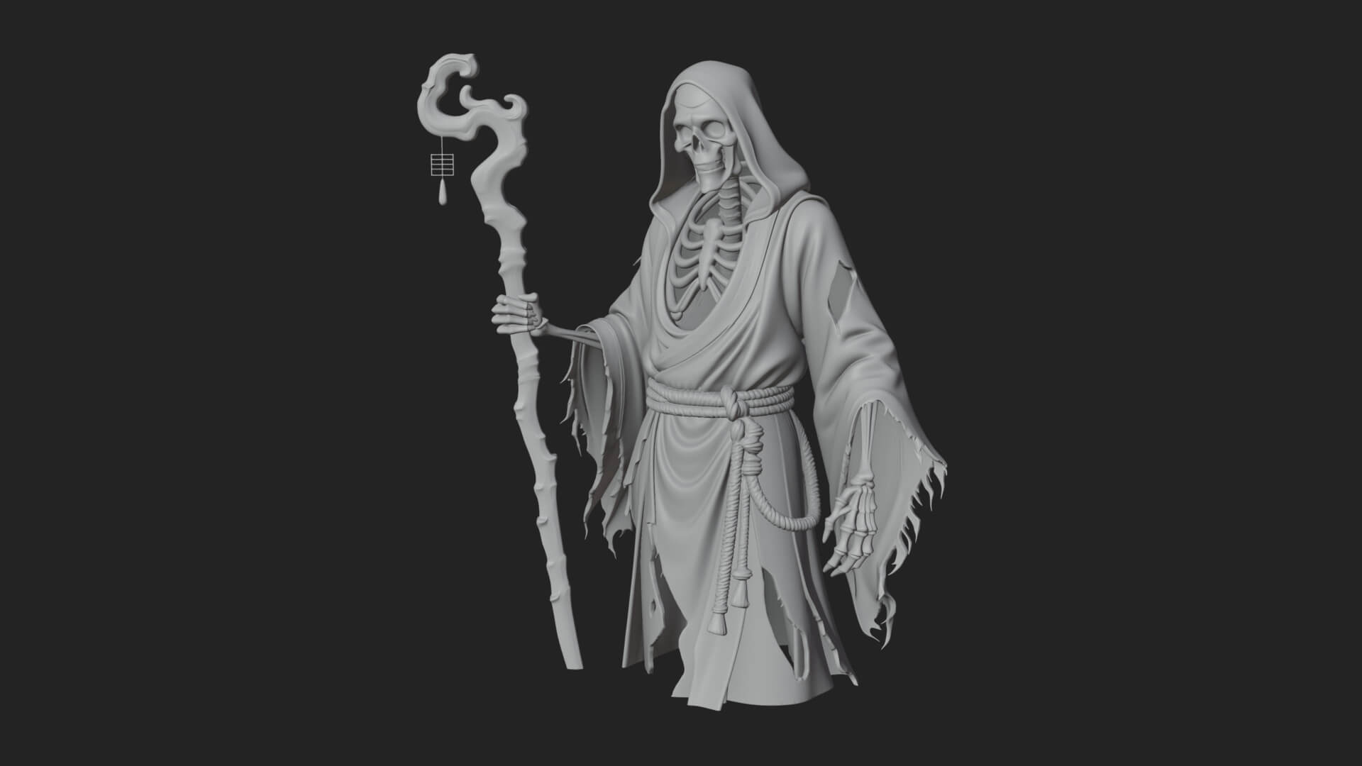 Hooded Skeleton Reaper Statue Design 14 3D Print Model 3D Model
