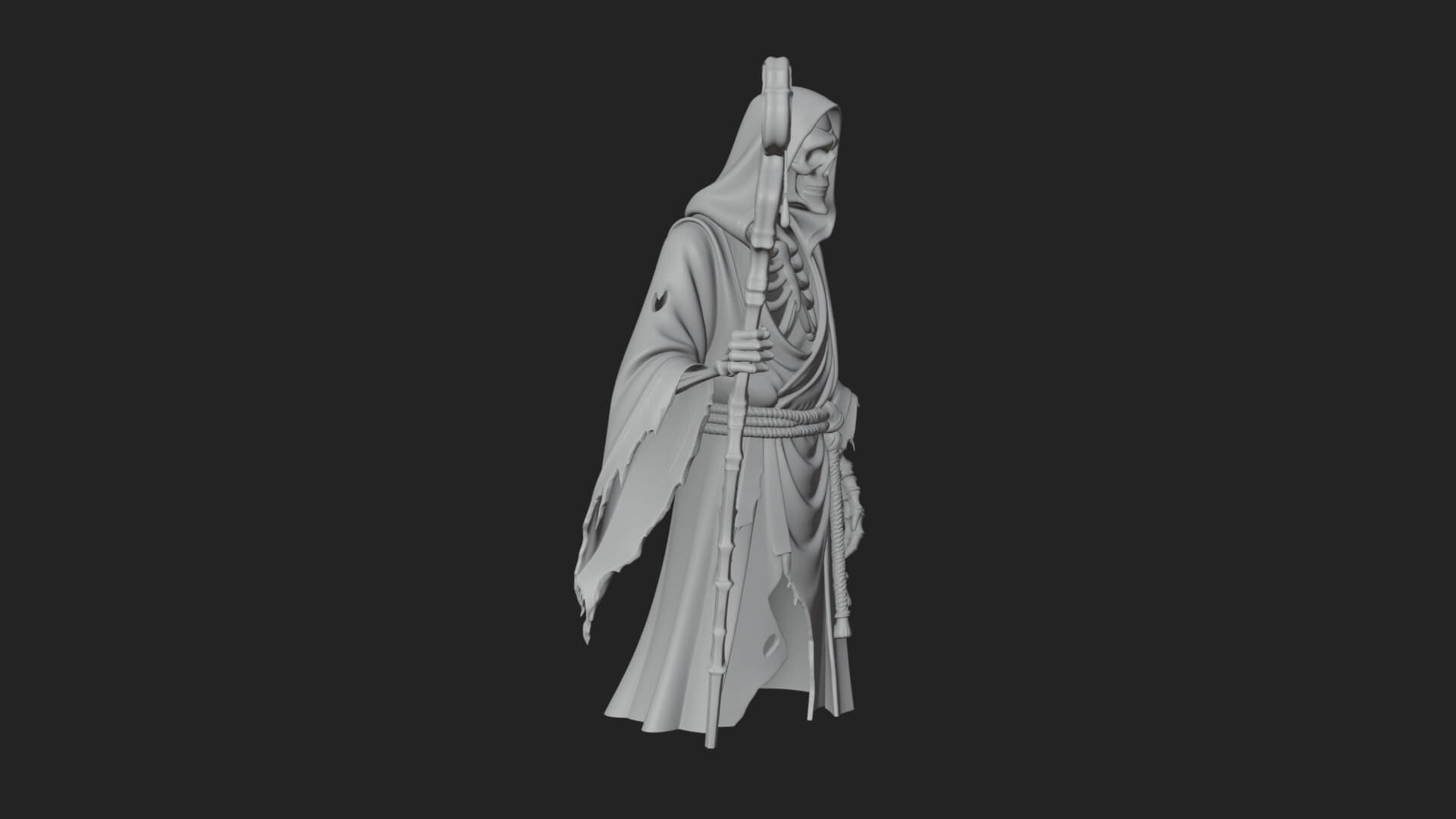 Hooded Skeleton Reaper Statue Design 14 3D Print Model 3D Model