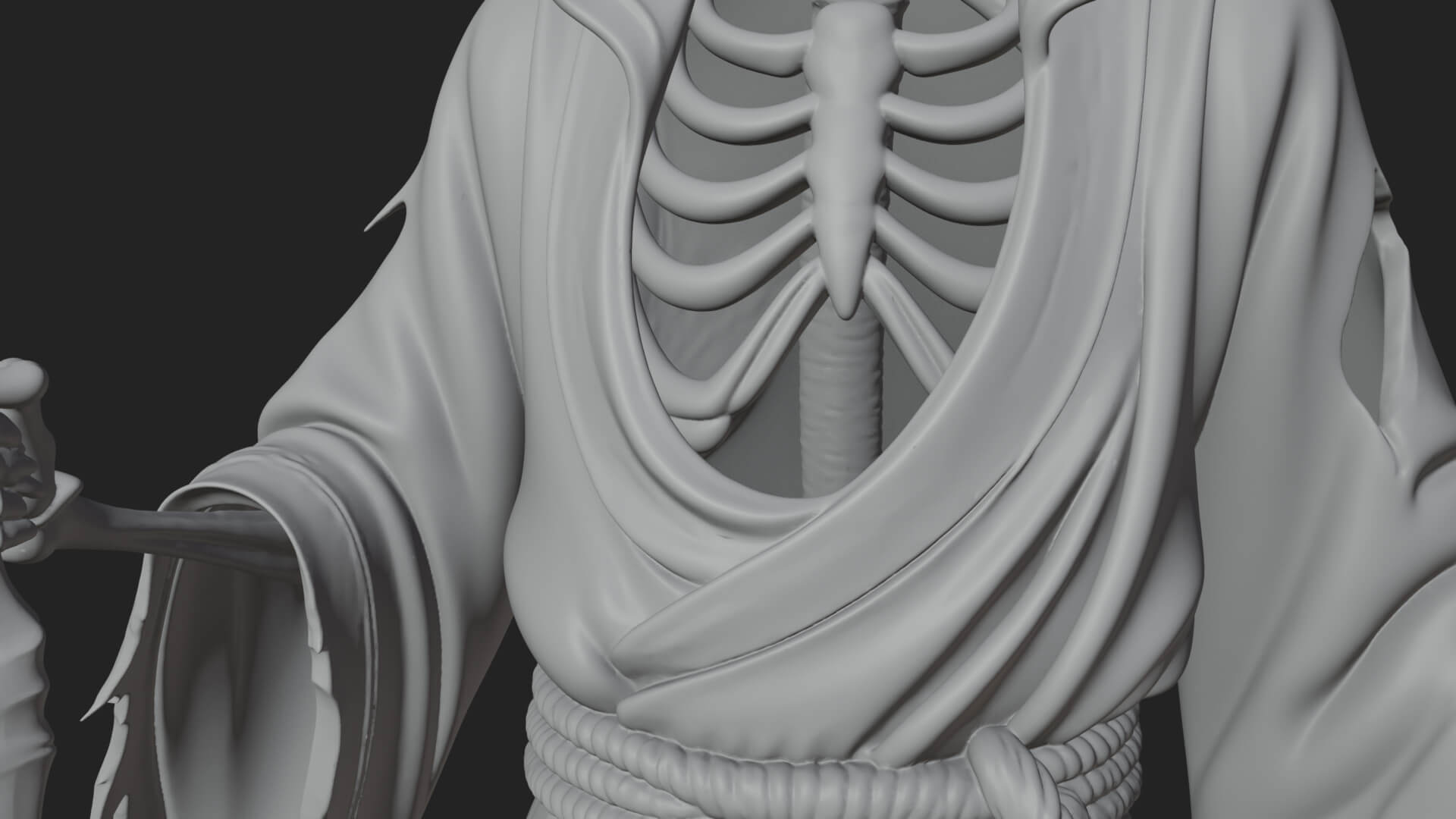 Hooded Skeleton Reaper Statue Design 14 3D Print Model 3D Model