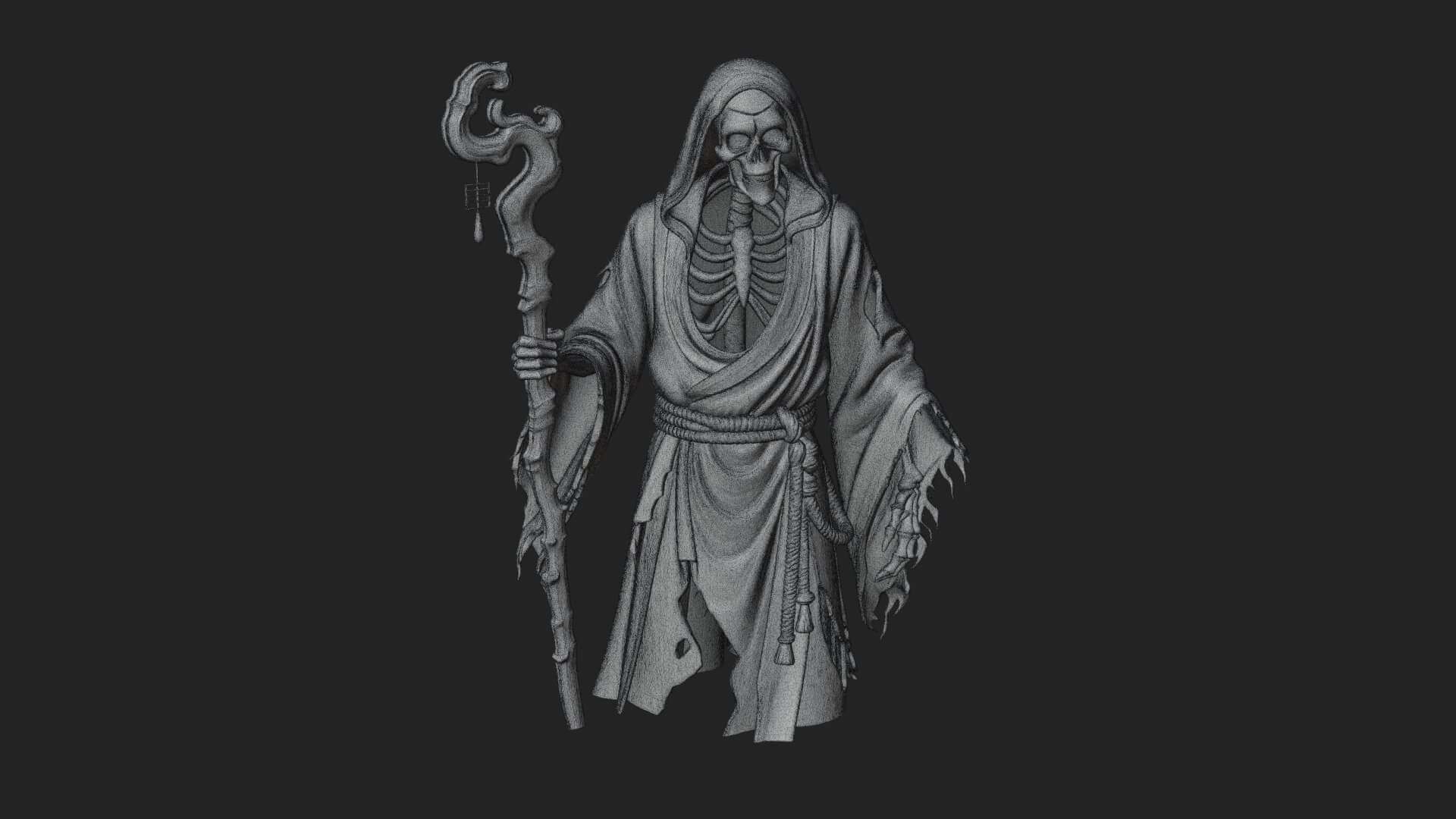 Hooded Skeleton Reaper Statue Design 14 3D Print Model 3D Model
