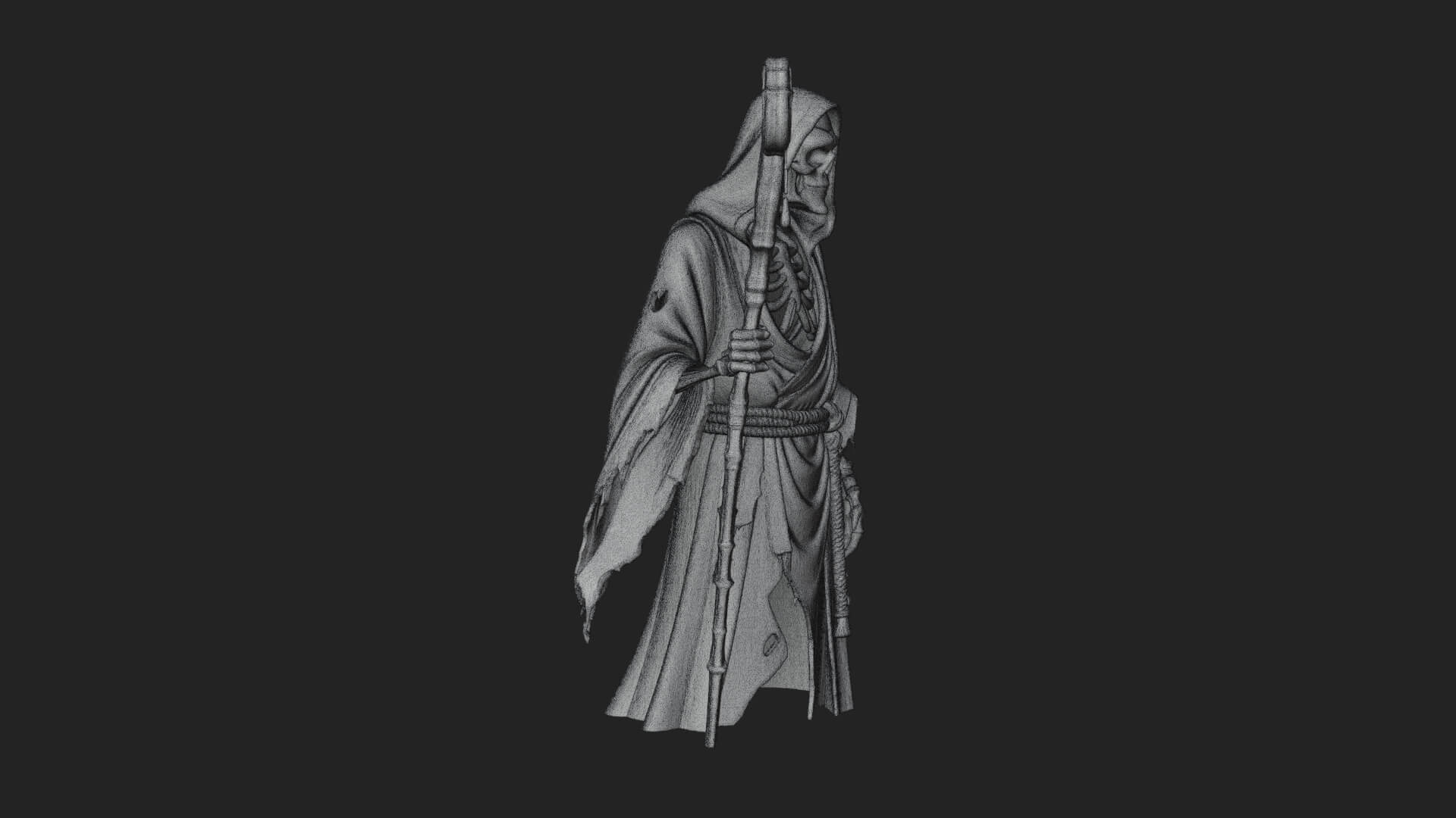 Hooded Skeleton Reaper Statue Design 14 3D Print Model 3D Model