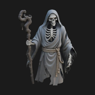 Hooded Skeleton Reaper Statue Design 14 3D Print Model