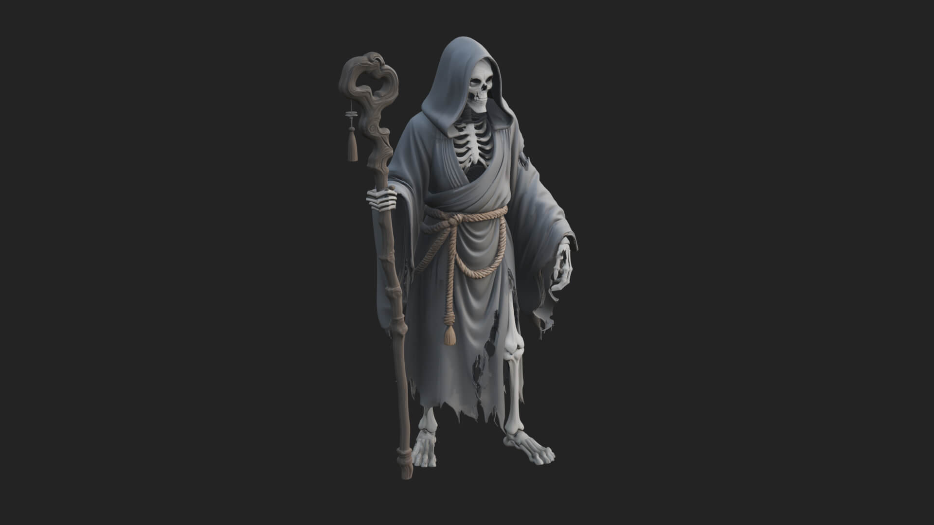 Hooded Skeleton Reaper Statue Design 15 3D Print Model 3D Model
