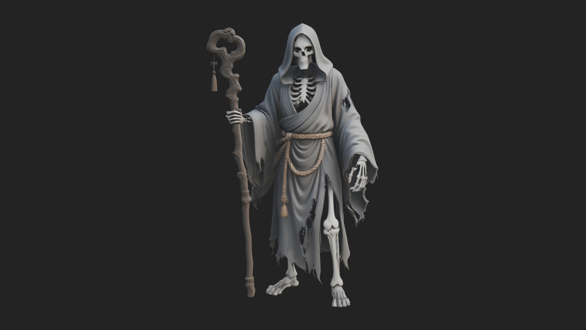 Hooded Skeleton Reaper Statue Design 15 3D Print Model 3D Model