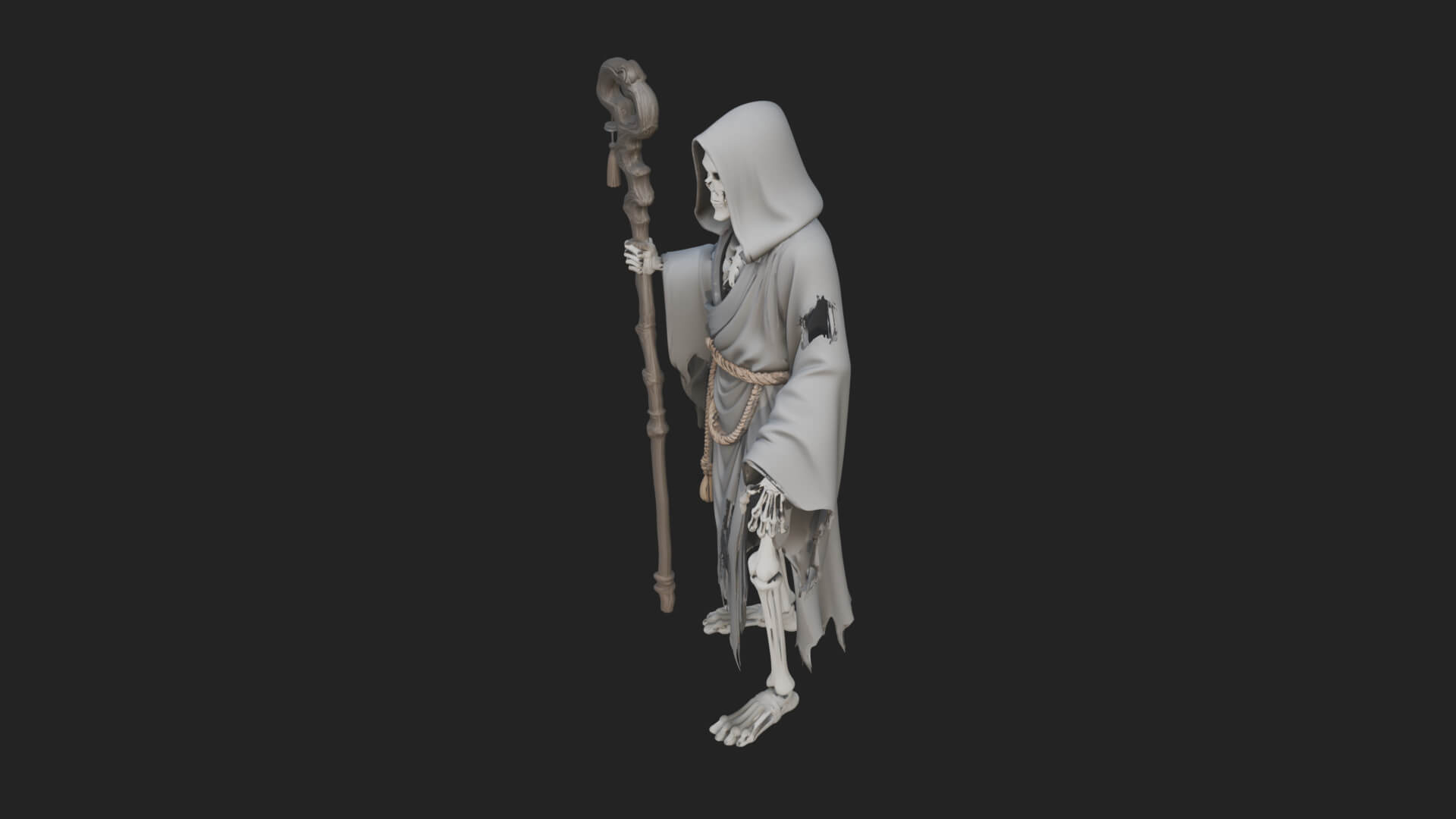 Hooded Skeleton Reaper Statue Design 15 3D Print Model 3D Model