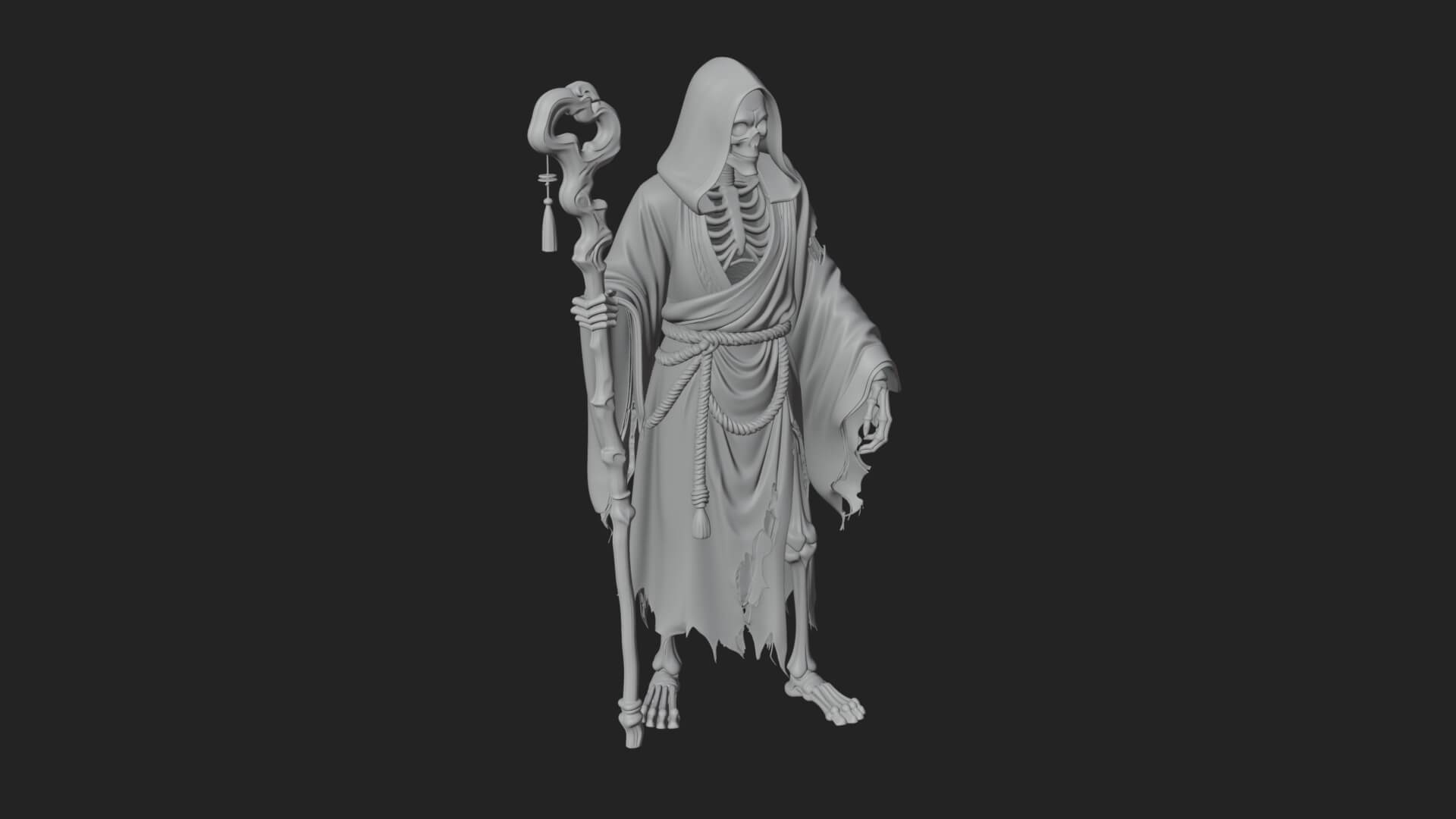 Hooded Skeleton Reaper Statue Design 15 3D Print Model 3D Model
