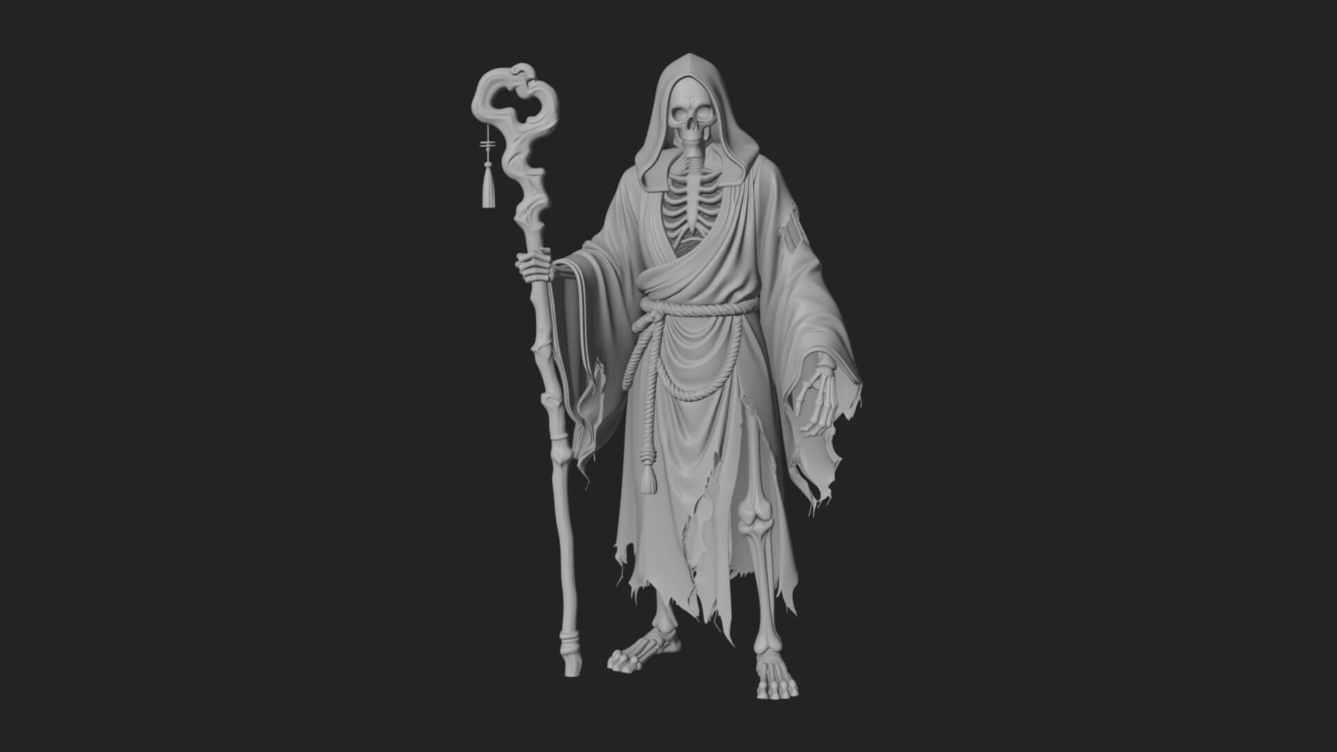 Hooded Skeleton Reaper Statue Design 15 3D Print Model 3D Model
