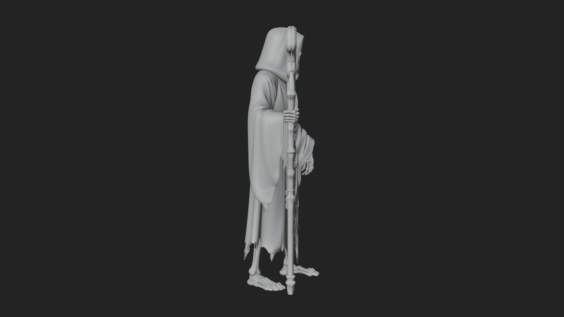 Hooded Skeleton Reaper Statue Design 15 3D Print Model 3D Model