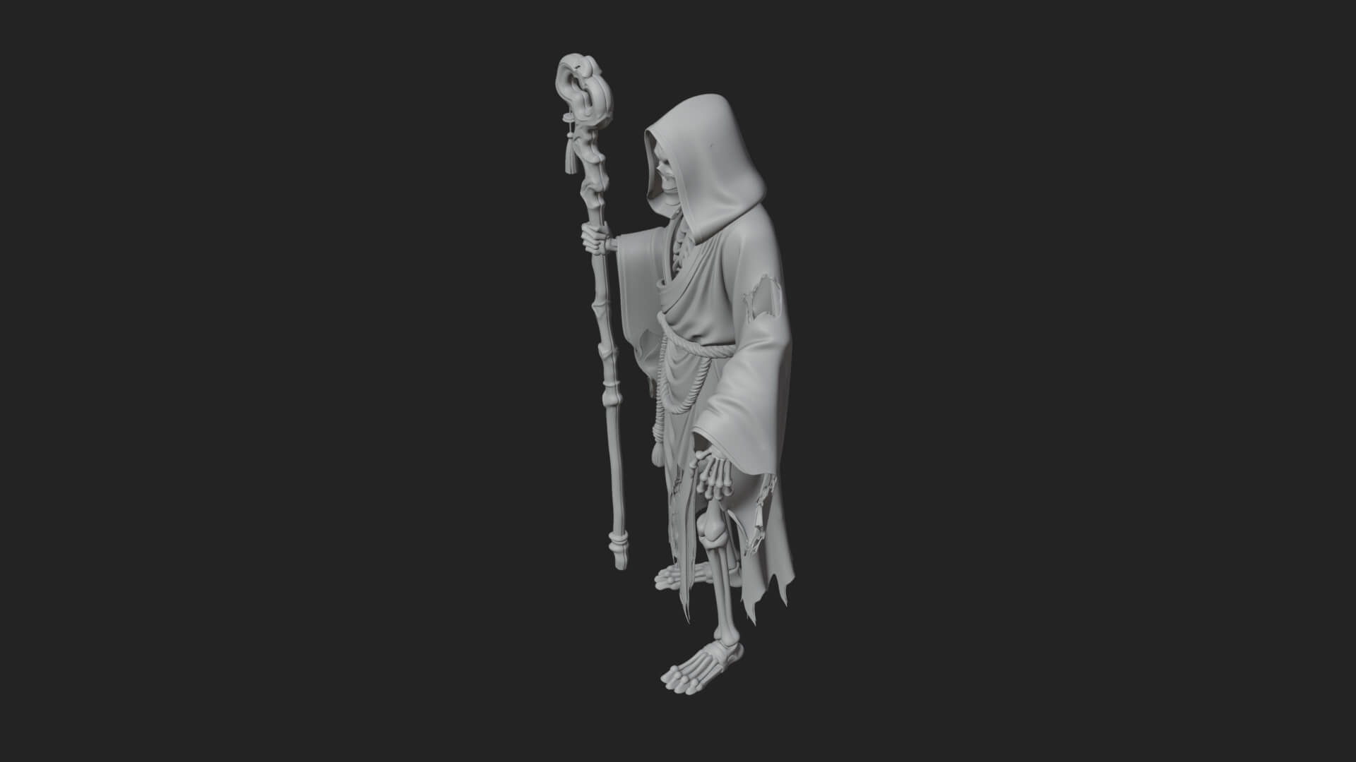 Hooded Skeleton Reaper Statue Design 15 3D Print Model 3D Model
