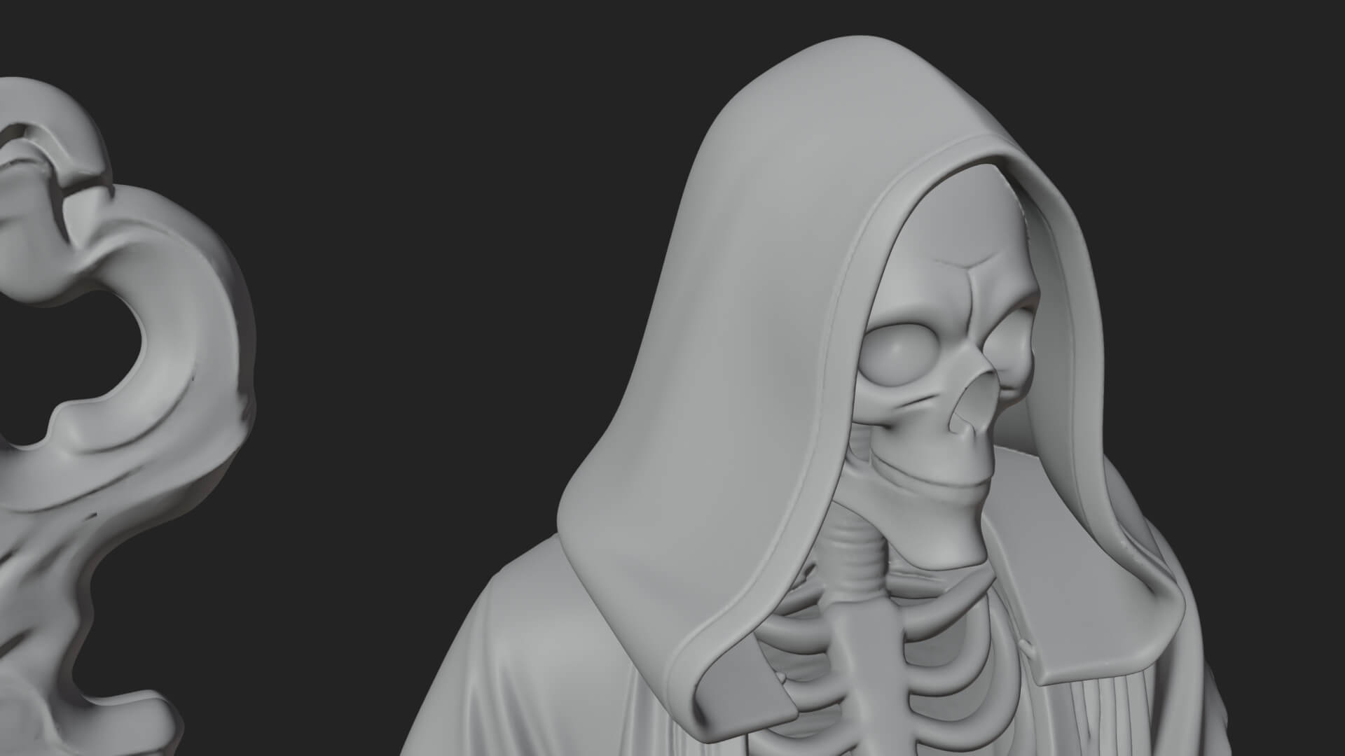 Hooded Skeleton Reaper Statue Design 15 3D Print Model 3D Model