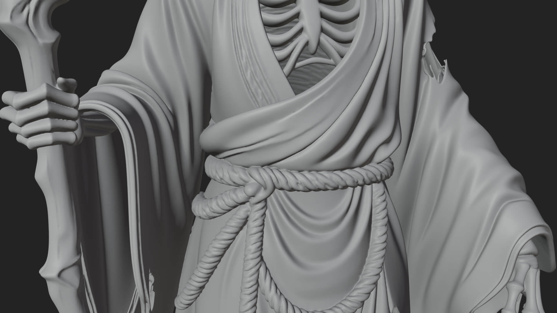 Hooded Skeleton Reaper Statue Design 15 3D Print Model 3D Model