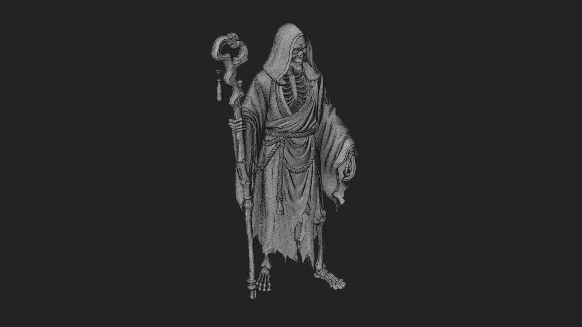 Hooded Skeleton Reaper Statue Design 15 3D Print Model 3D Model