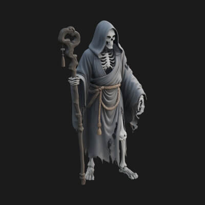 Hooded Skeleton Reaper Statue Design 15 3D Print Model