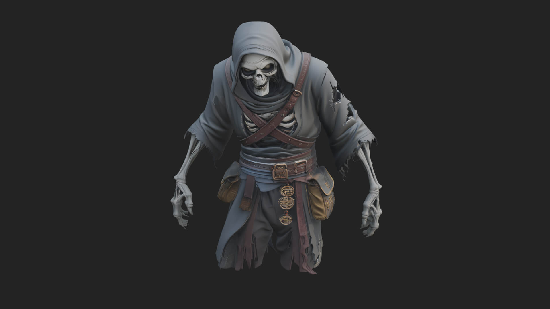 Hooded Skeleton Reaper Statue Design 16 3D Print Model 3D Model