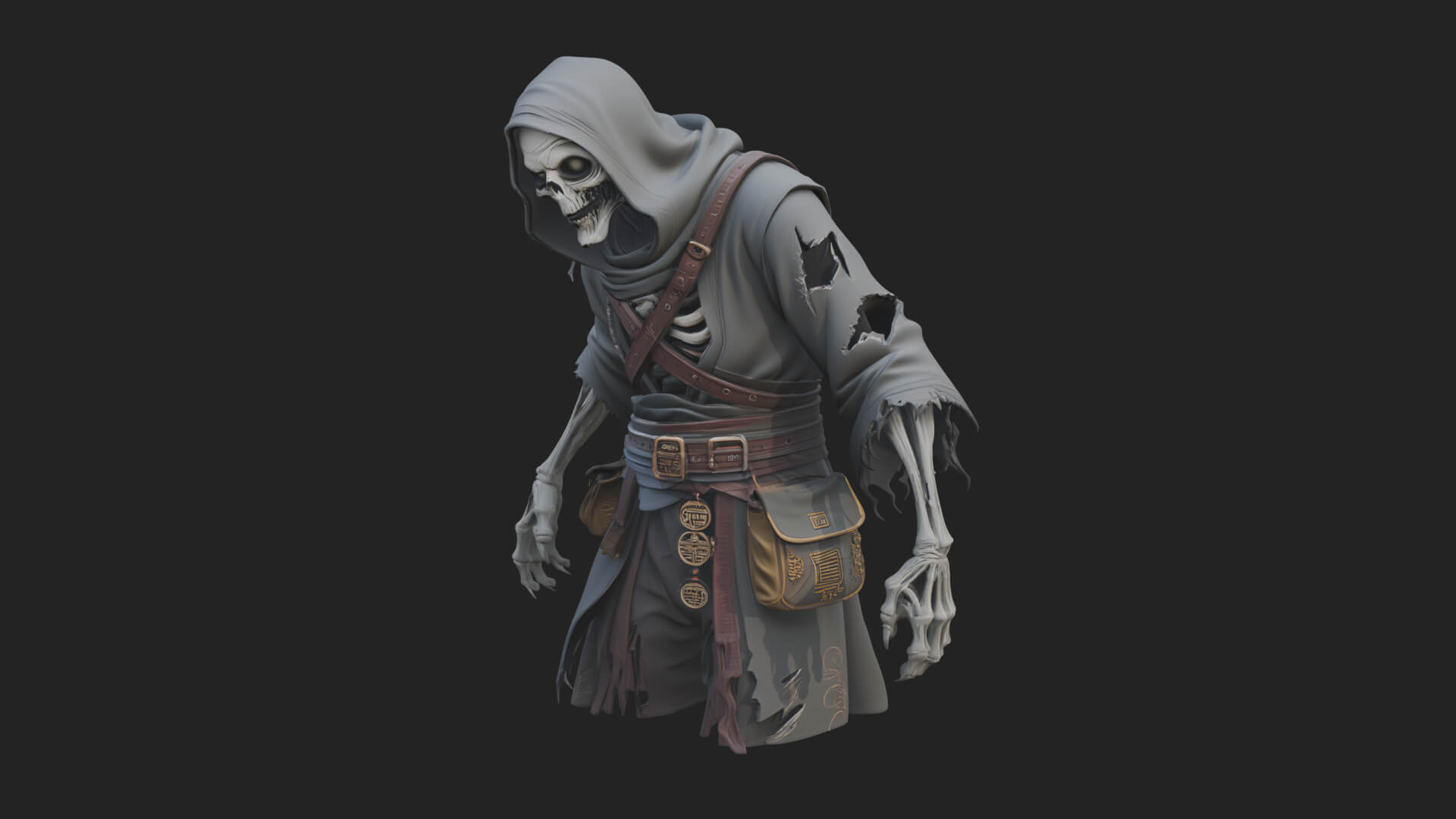 Hooded Skeleton Reaper Statue Design 16 3D Print Model 3D Model