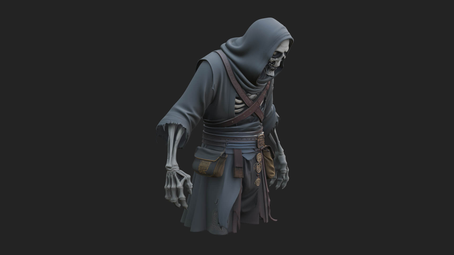 Hooded Skeleton Reaper Statue Design 16 3D Print Model 3D Model