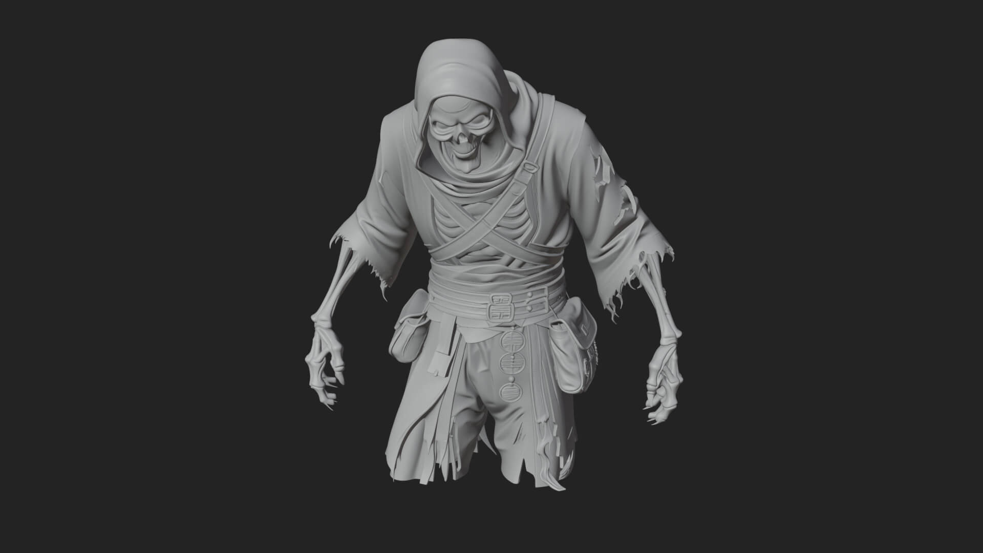 Hooded Skeleton Reaper Statue Design 16 3D Print Model 3D Model