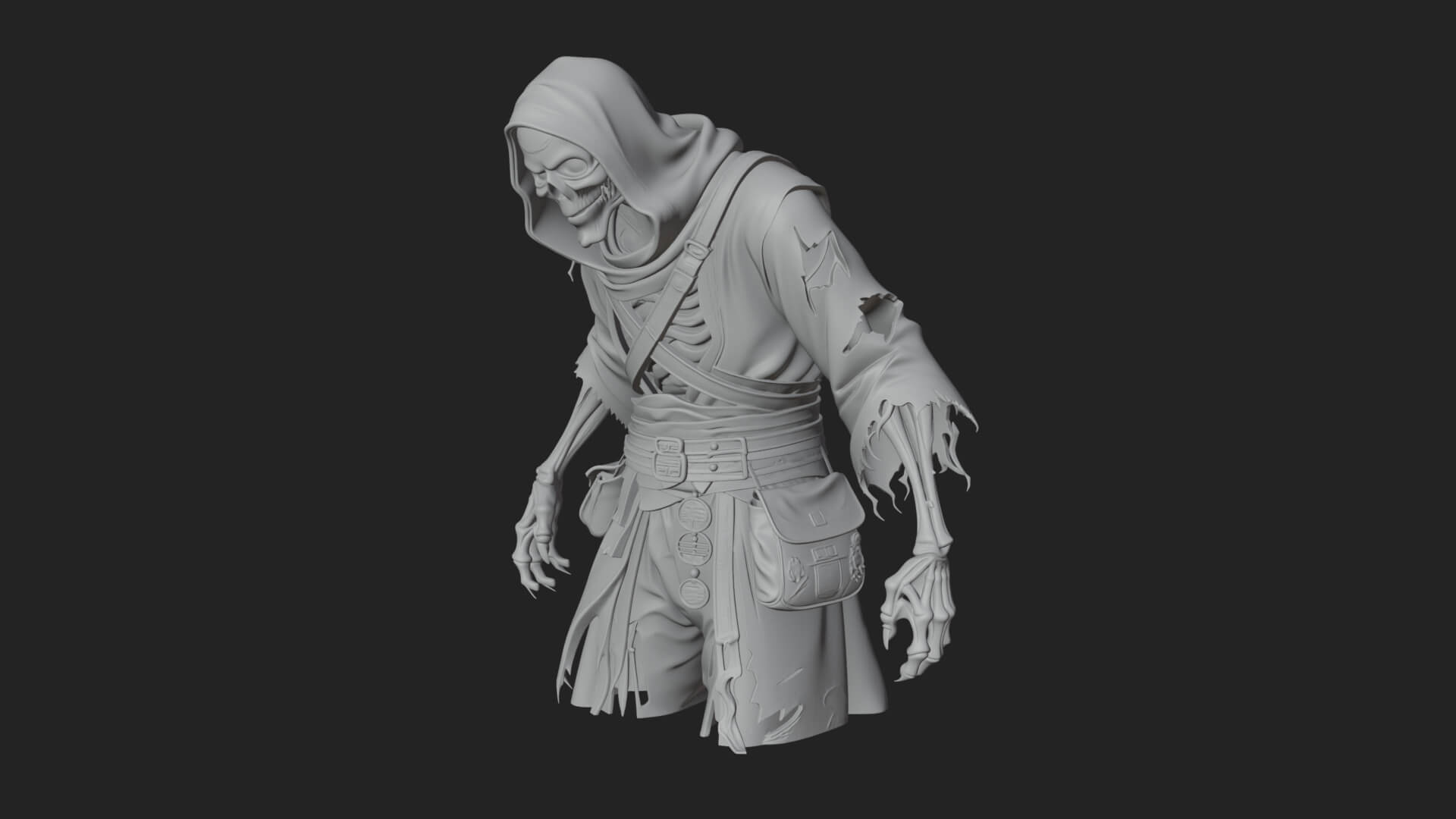 Hooded Skeleton Reaper Statue Design 16 3D Print Model 3D Model