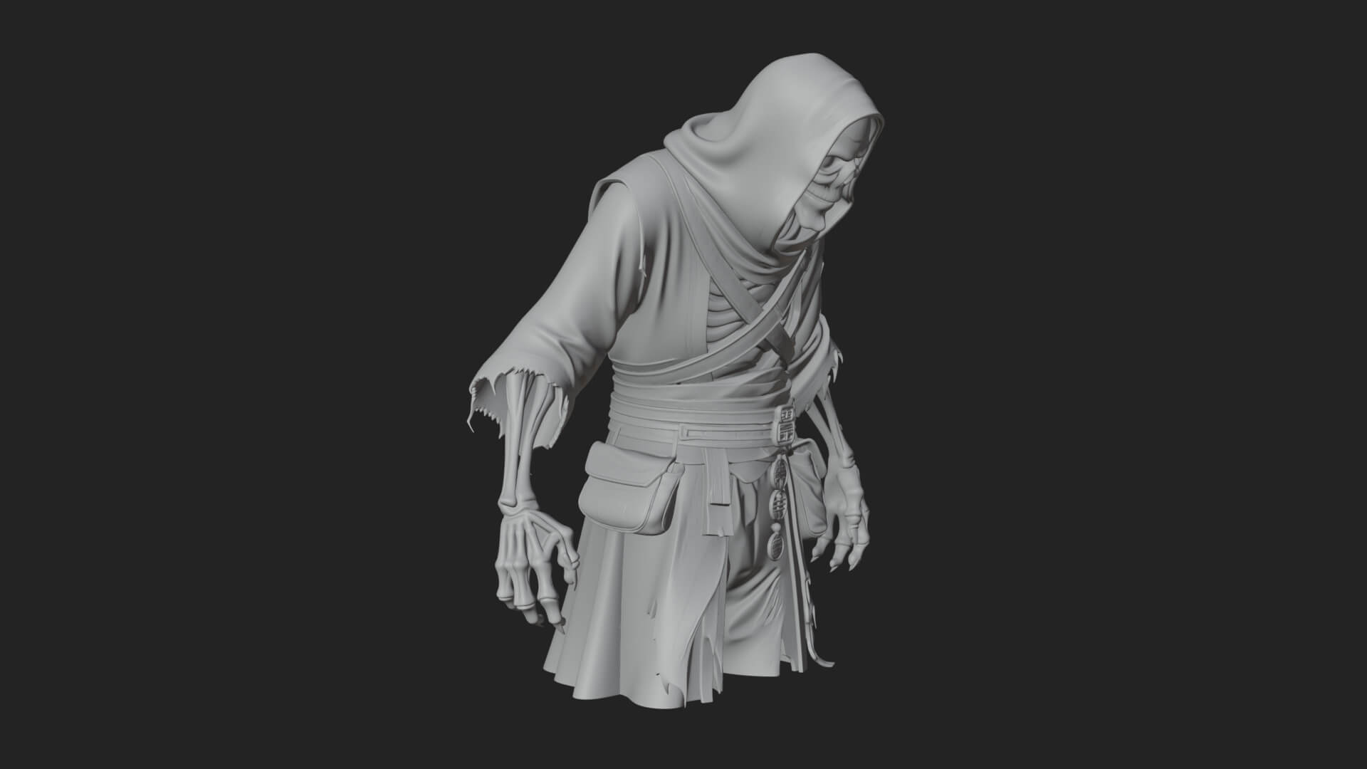 Hooded Skeleton Reaper Statue Design 16 3D Print Model 3D Model