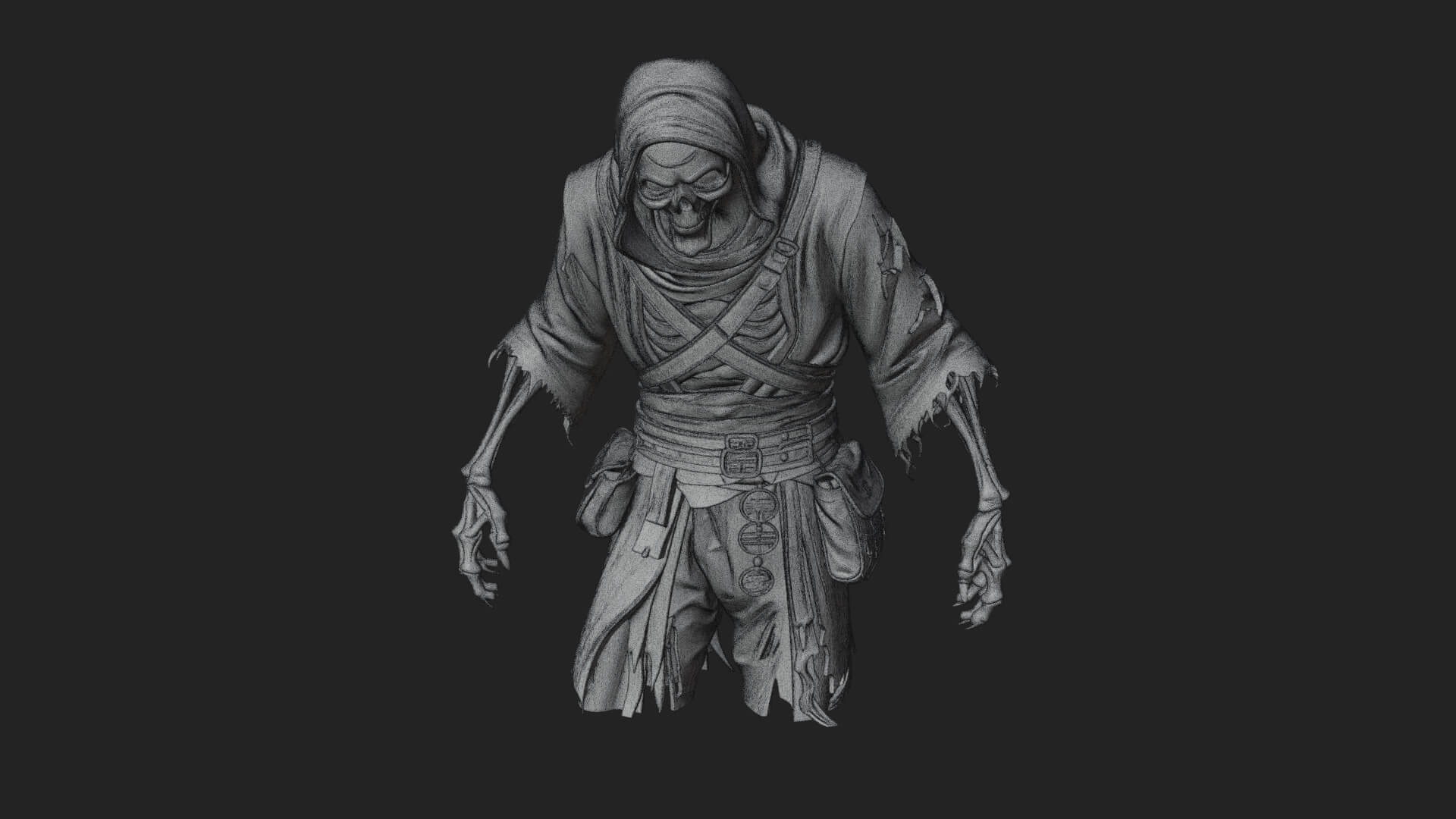 Hooded Skeleton Reaper Statue Design 16 3D Print Model 3D Model