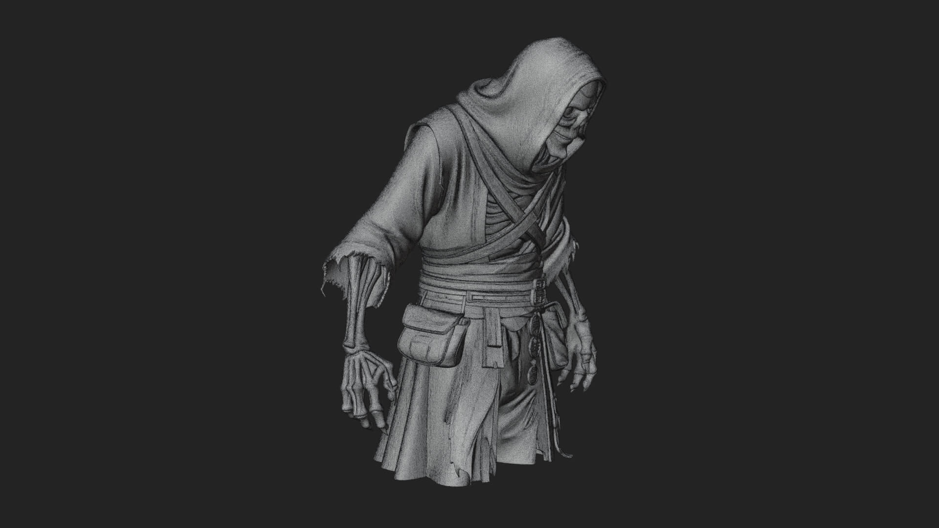 Hooded Skeleton Reaper Statue Design 16 3D Print Model 3D Model