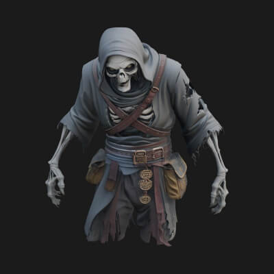 Hooded Skeleton Reaper Statue Design 16 3D Print Model