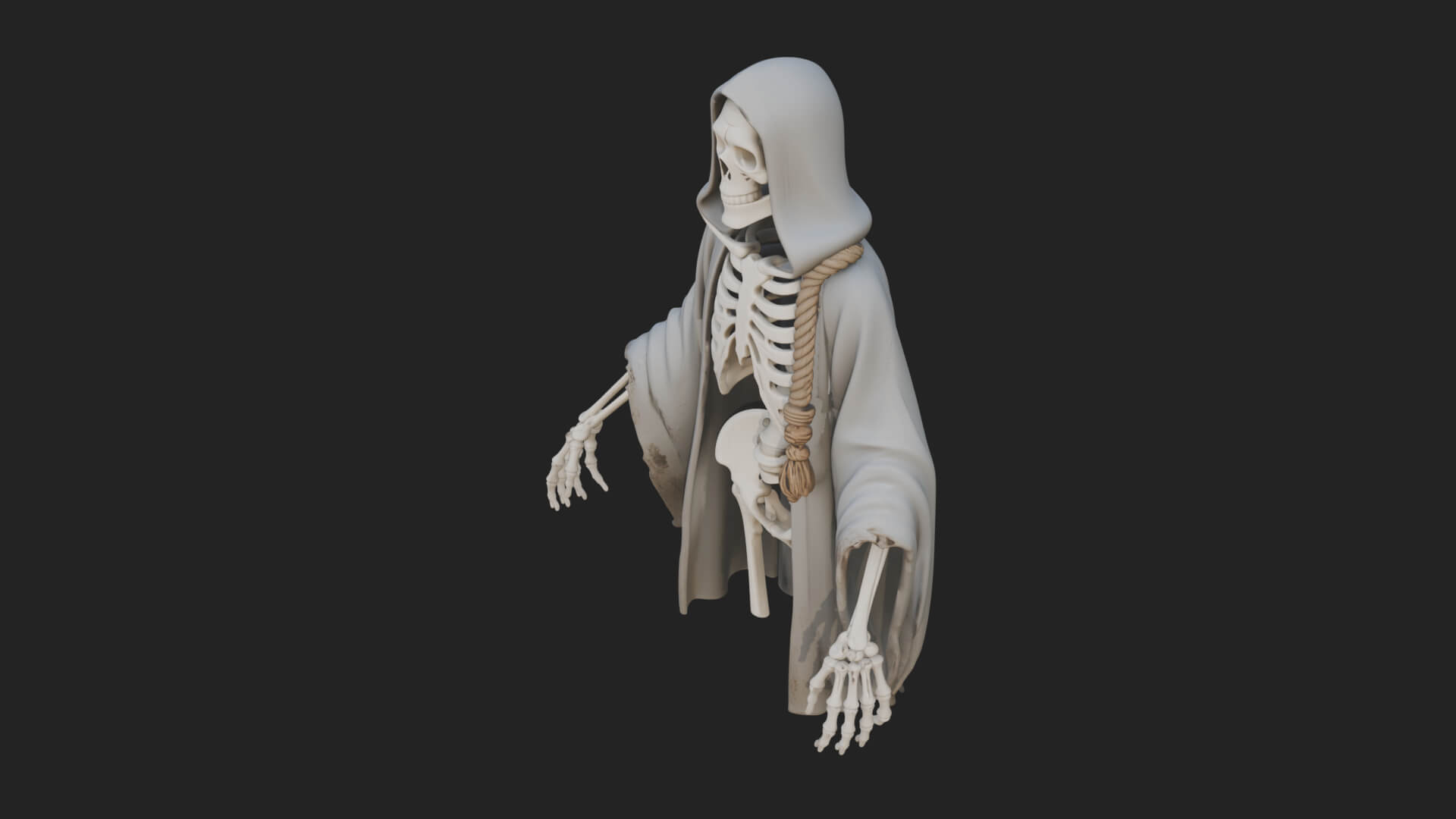 Hooded Skeleton Reaper Statue Design 17 3D Print Model 3D Model