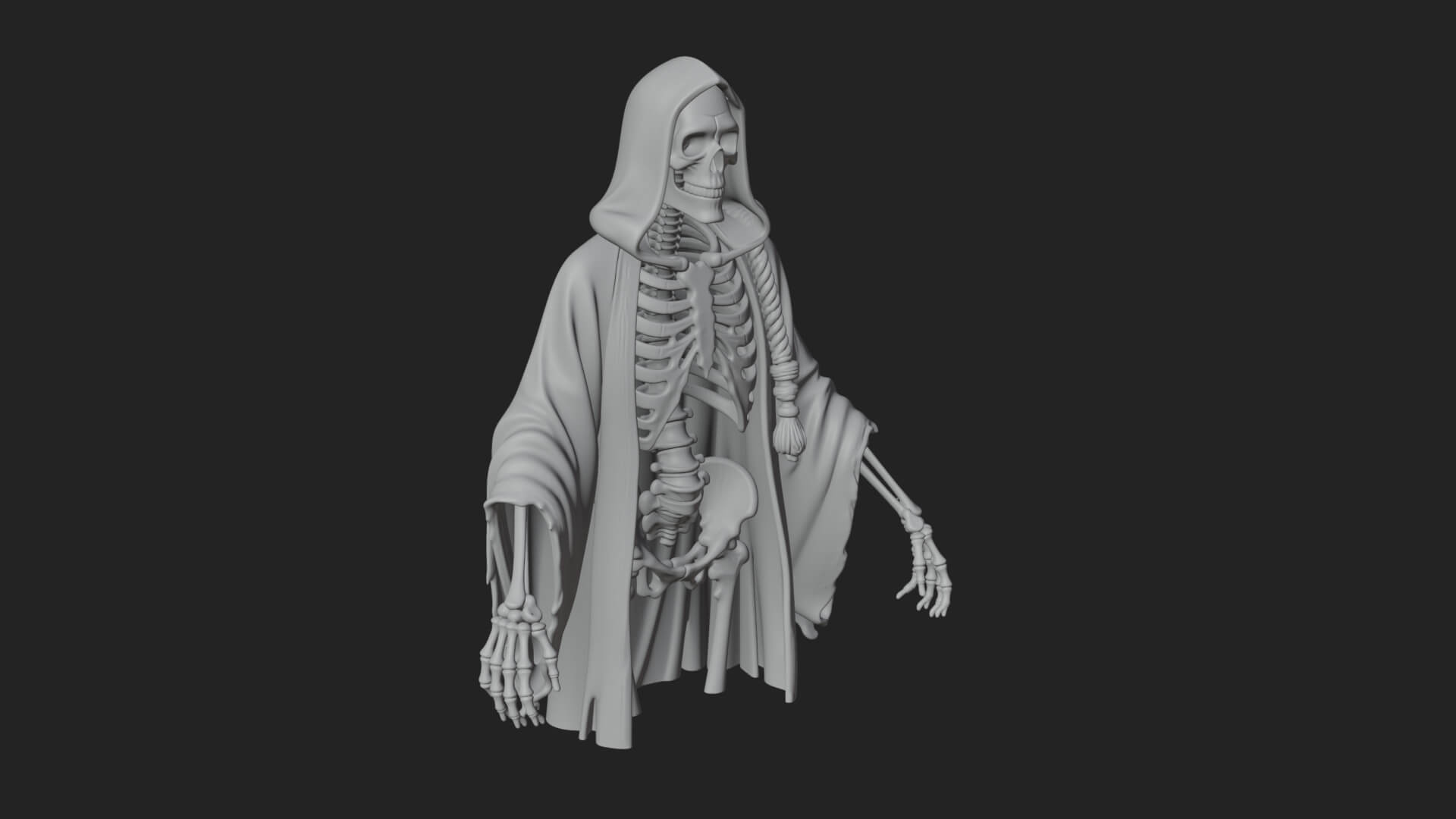 Hooded Skeleton Reaper Statue Design 17 3D Print Model 3D Model