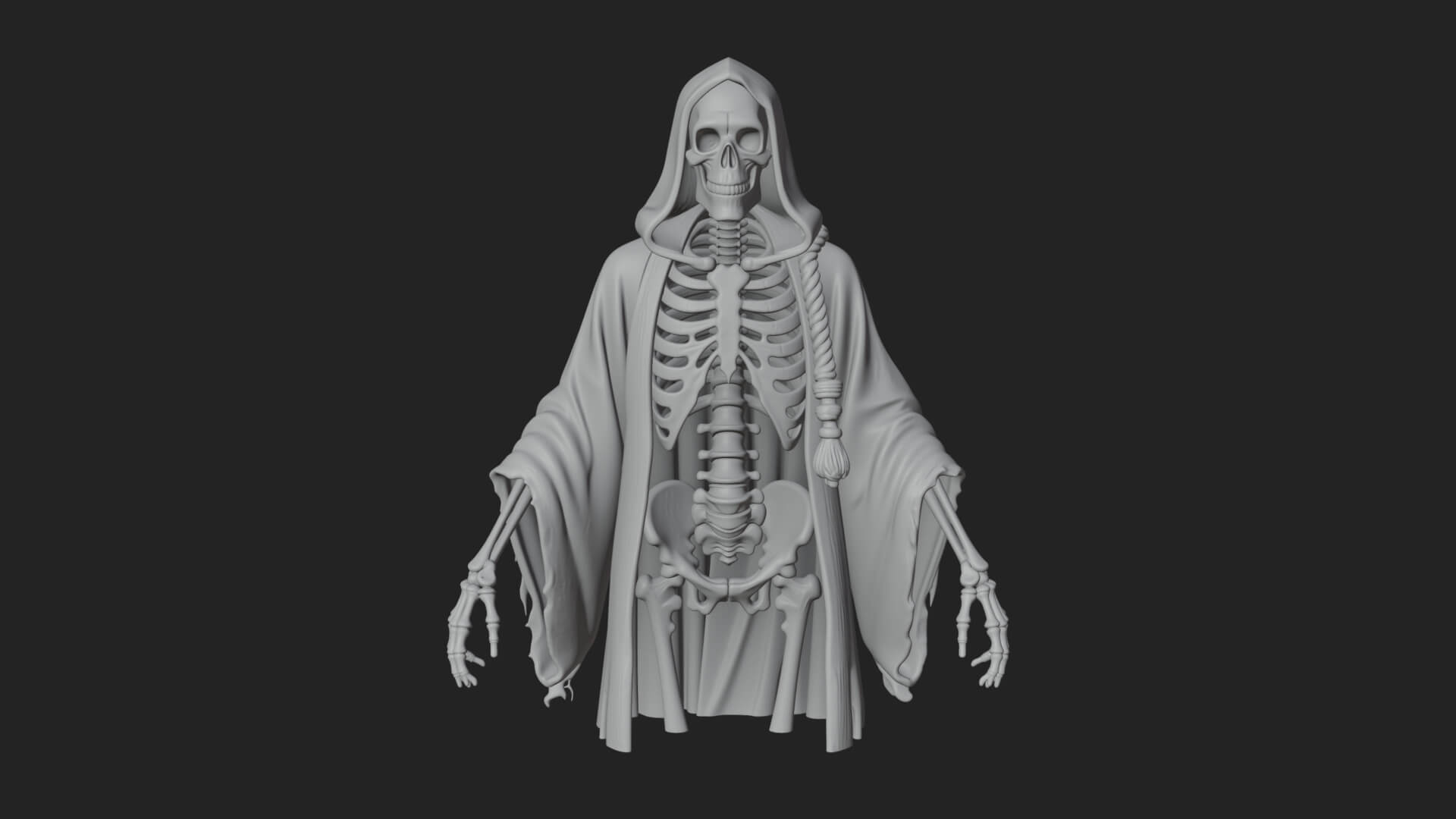 Hooded Skeleton Reaper Statue Design 17 3D Print Model 3D Model
