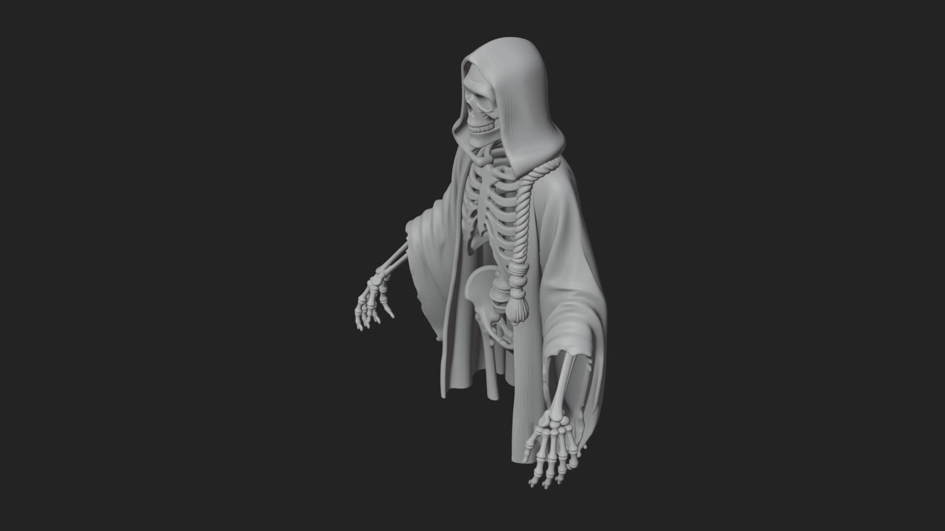 Hooded Skeleton Reaper Statue Design 17 3D Print Model 3D Model