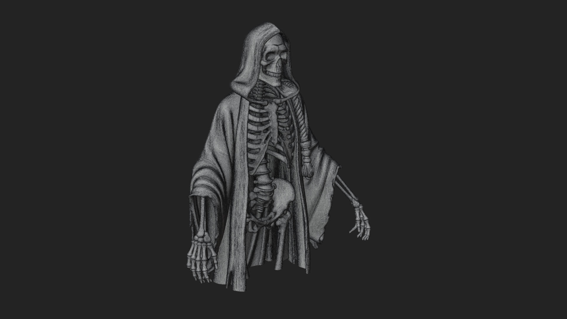 Hooded Skeleton Reaper Statue Design 17 3D Print Model 3D Model