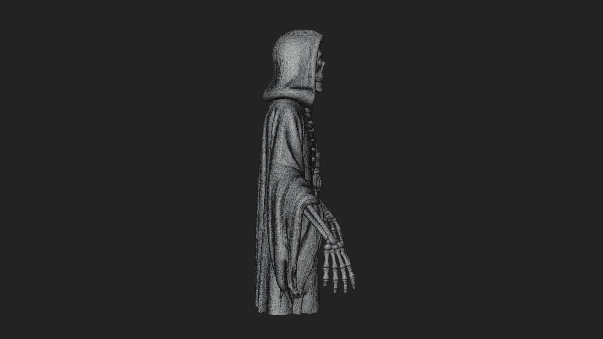 Hooded Skeleton Reaper Statue Design 17 3D Print Model 3D Model