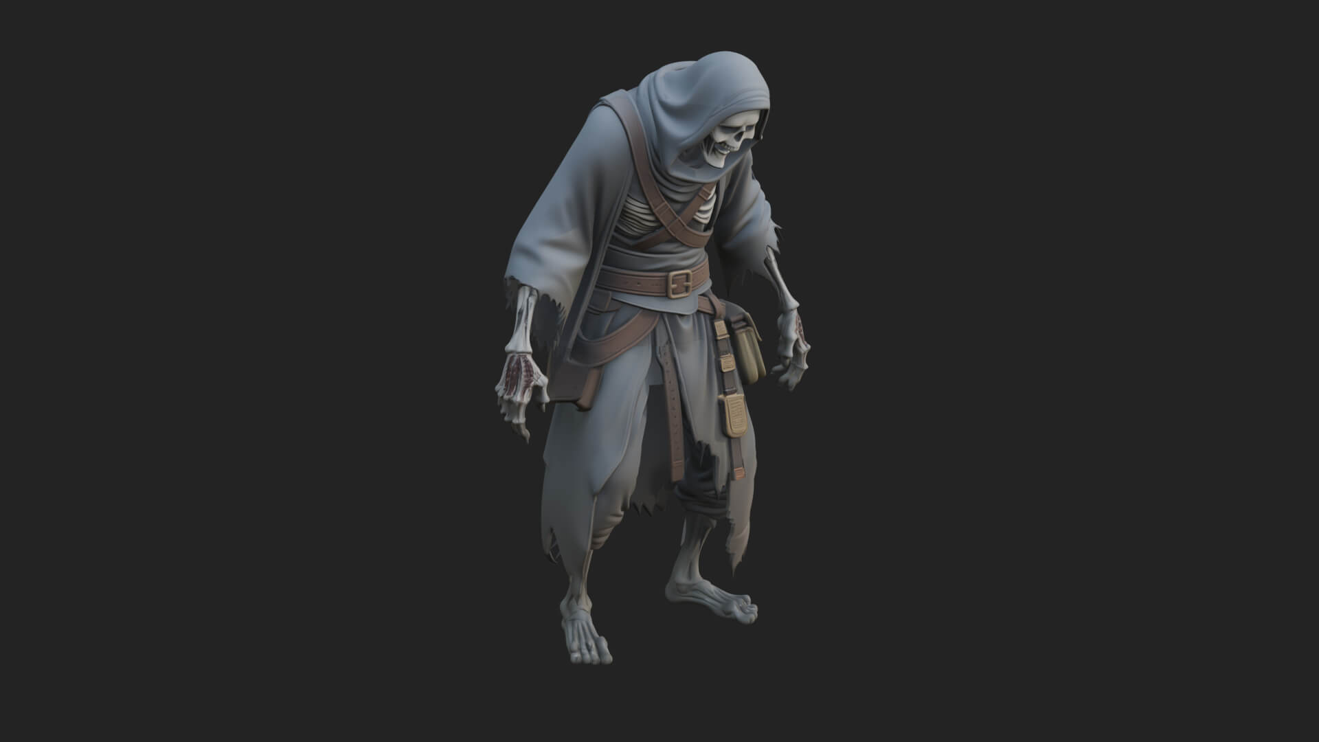 Hooded Skeleton Reaper Statue Design 18 3D Print Model 3D Model