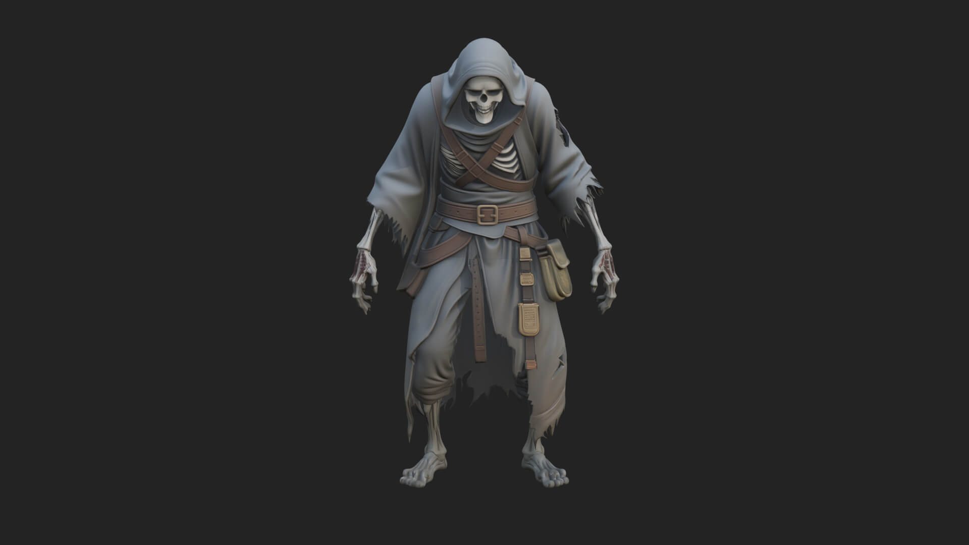 Hooded Skeleton Reaper Statue Design 18 3D Print Model 3D Model