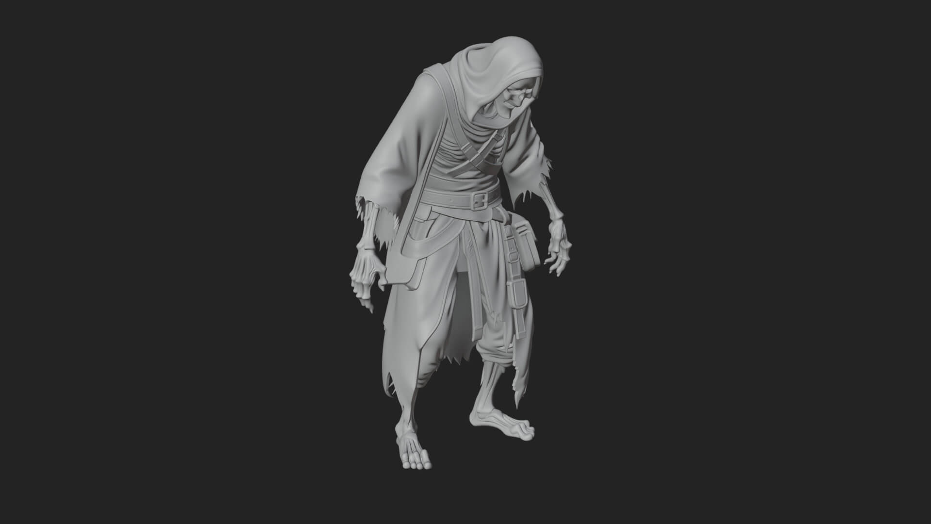 Hooded Skeleton Reaper Statue Design 18 3D Print Model 3D Model