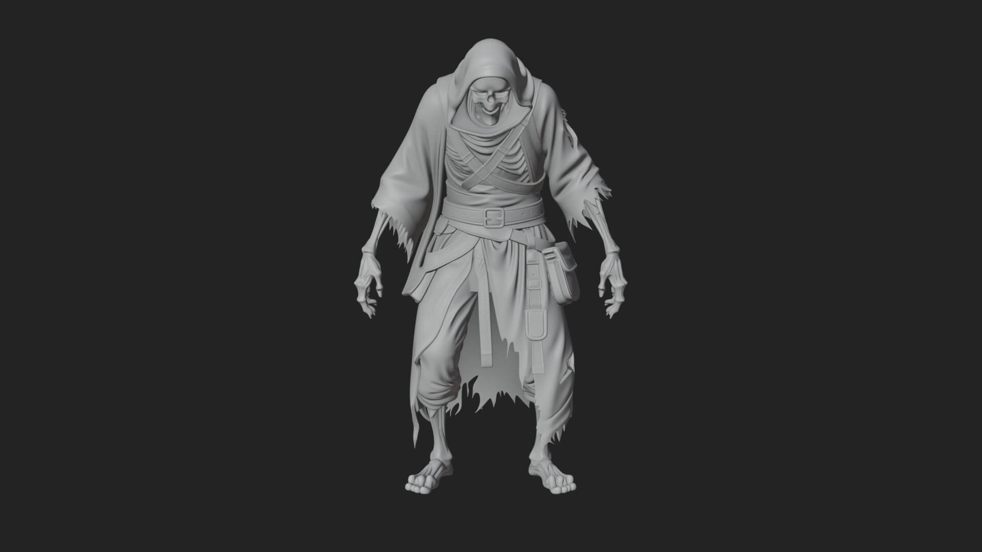 Hooded Skeleton Reaper Statue Design 18 3D Print Model 3D Model