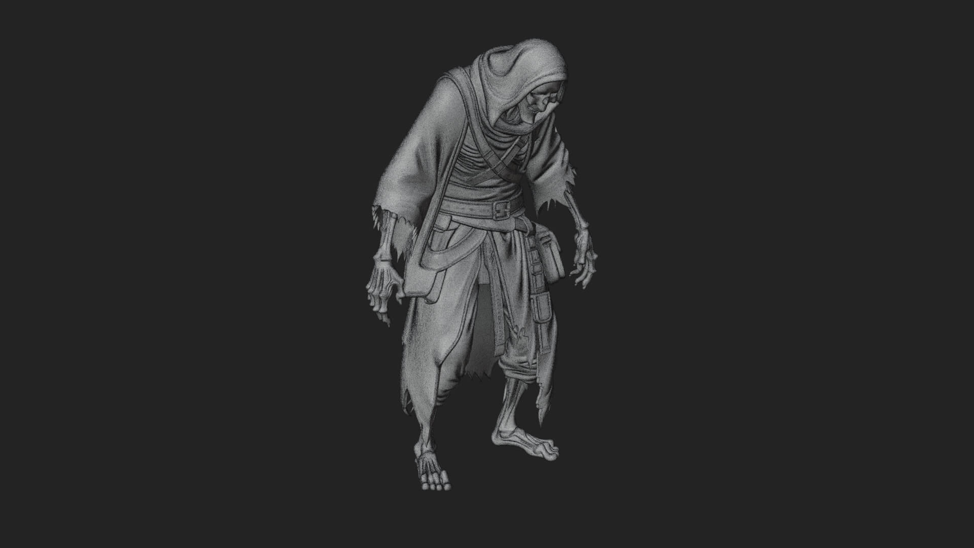 Hooded Skeleton Reaper Statue Design 18 3D Print Model 3D Model
