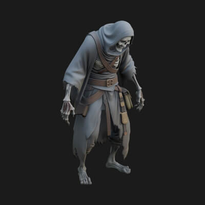 Hooded Skeleton Reaper Statue Design 18 3D Print Model