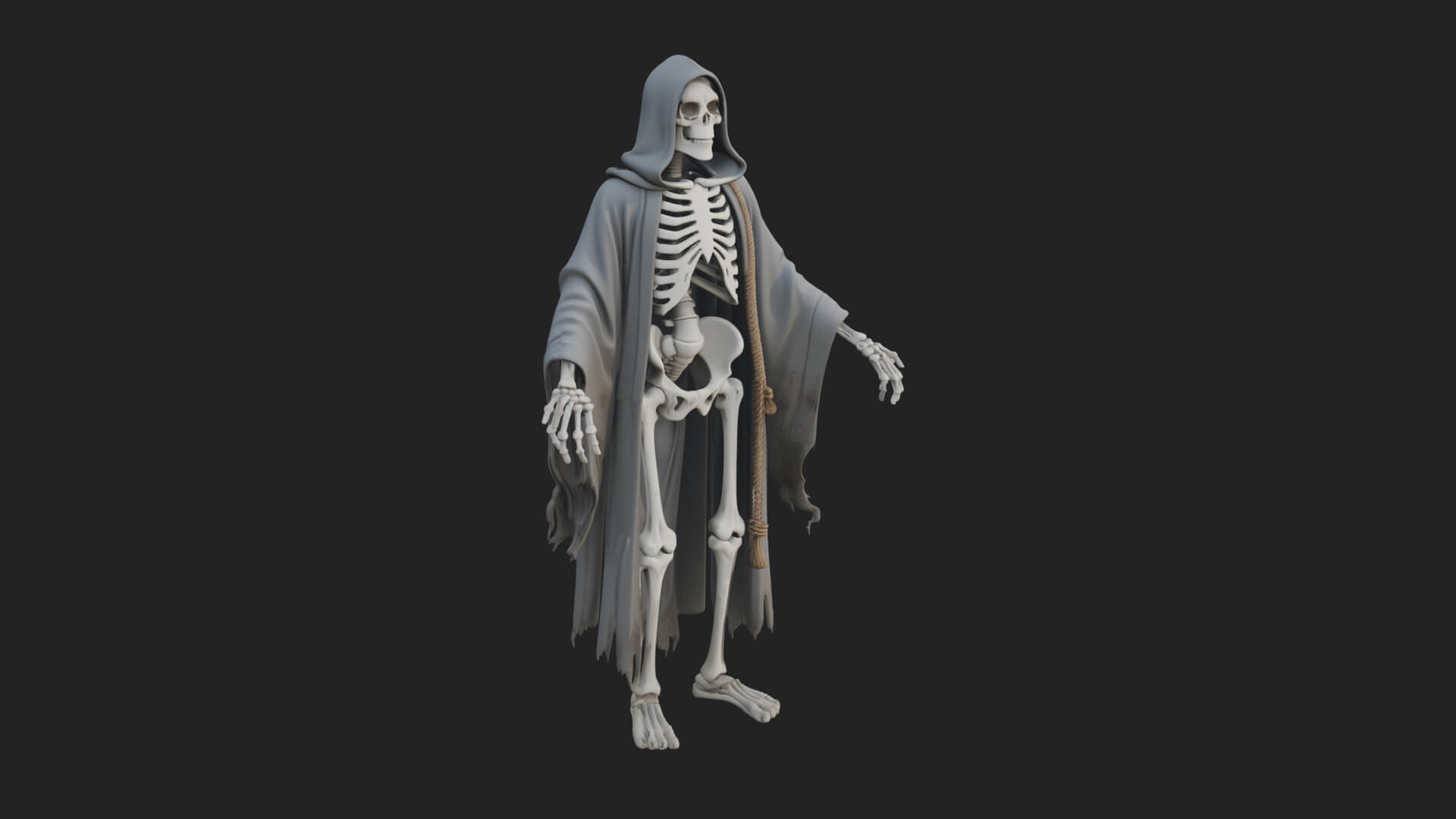 Hooded Skeleton Reaper Statue Design 19 3D Print Model 3D Model
