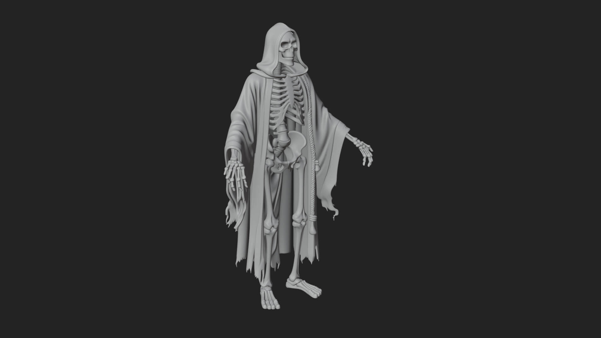 Hooded Skeleton Reaper Statue Design 19 3D Print Model 3D Model