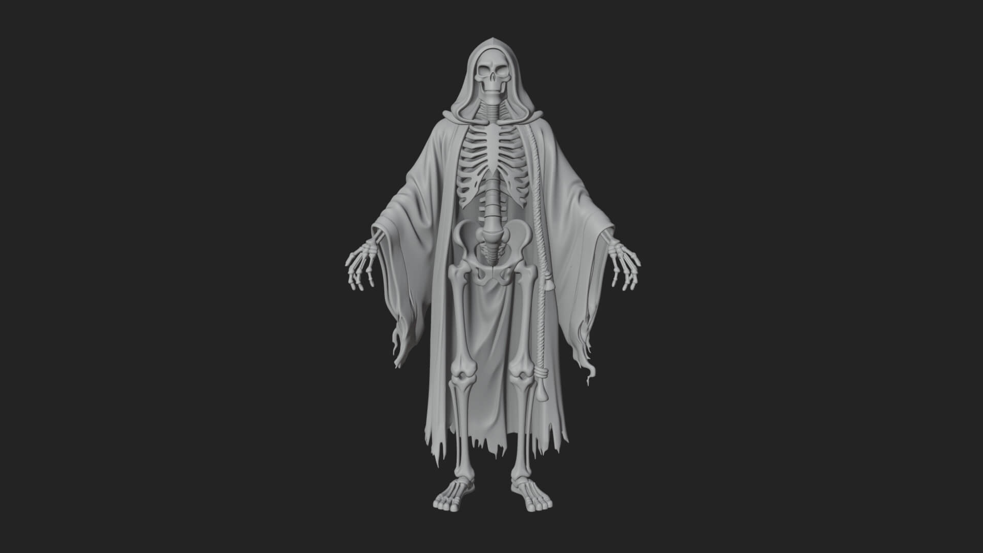 Hooded Skeleton Reaper Statue Design 19 3D Print Model 3D Model