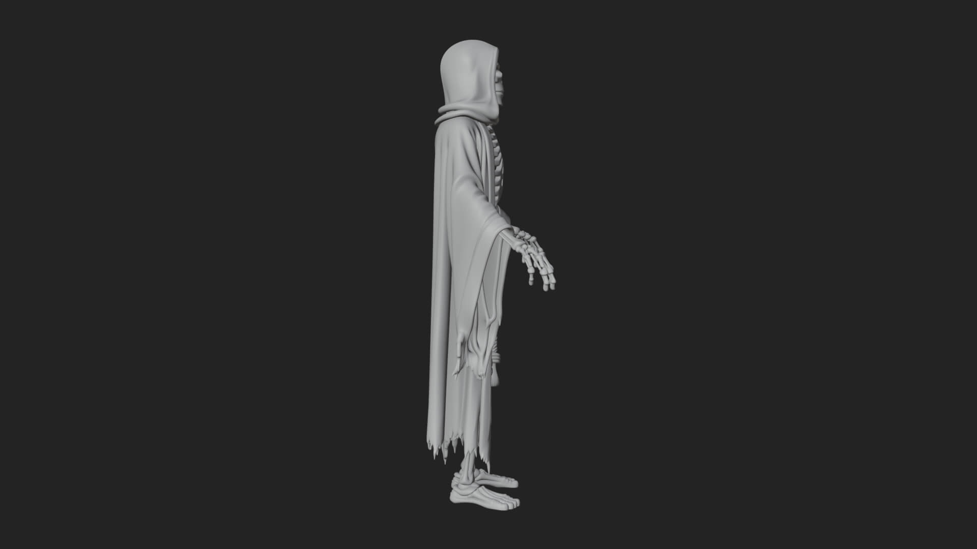 Hooded Skeleton Reaper Statue Design 19 3D Print Model 3D Model