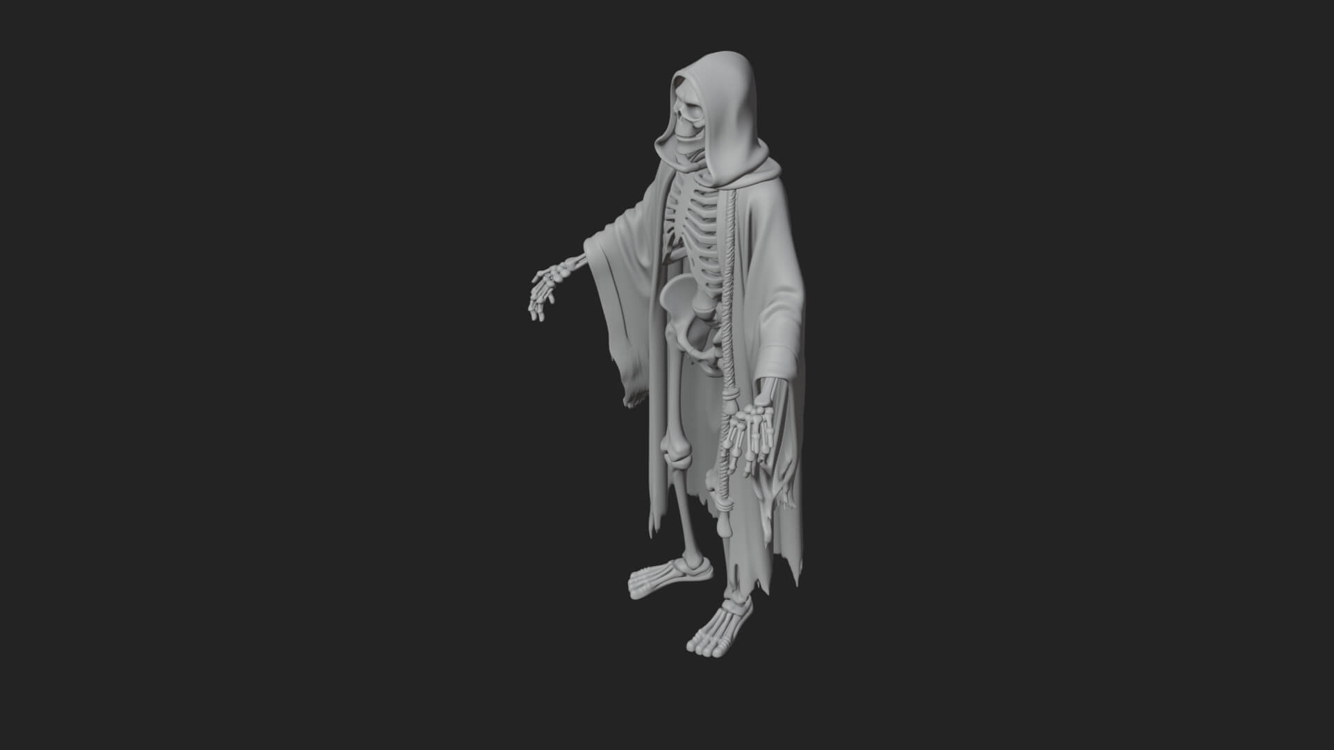 Hooded Skeleton Reaper Statue Design 19 3D Print Model 3D Model