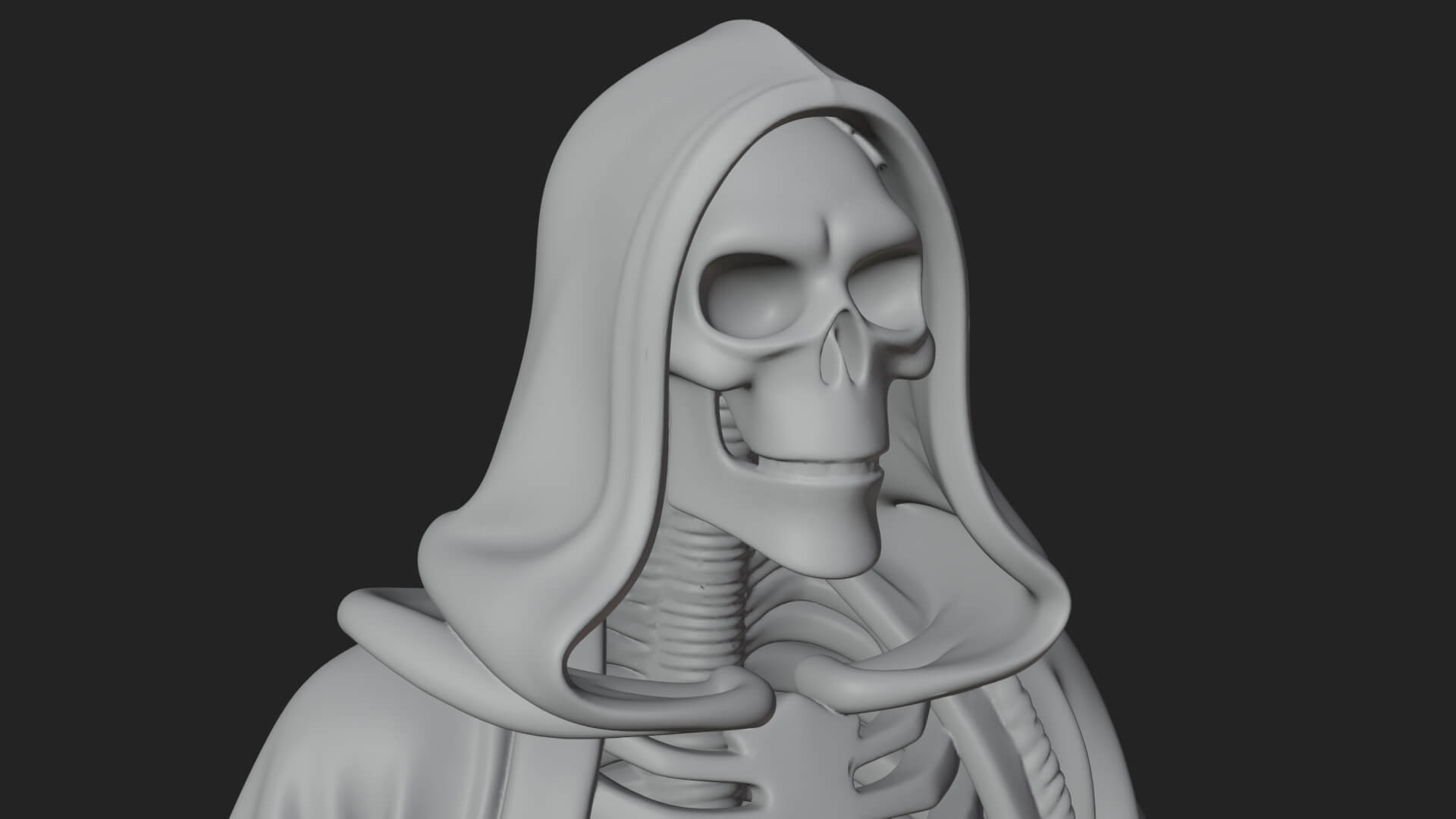Hooded Skeleton Reaper Statue Design 19 3D Print Model 3D Model